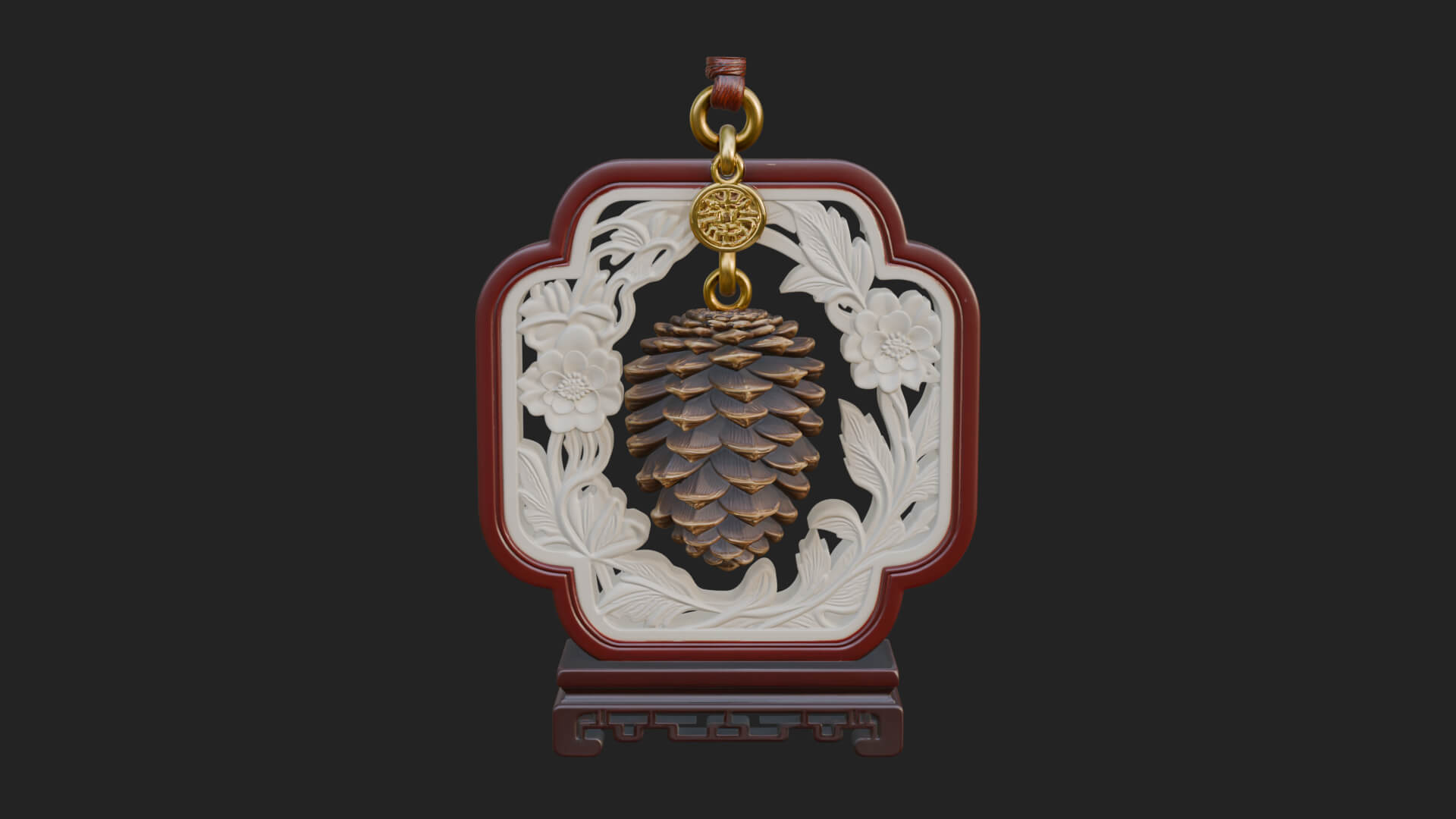 Pine Cone Frame Ornament Design 3 3D Print Model 3D Model