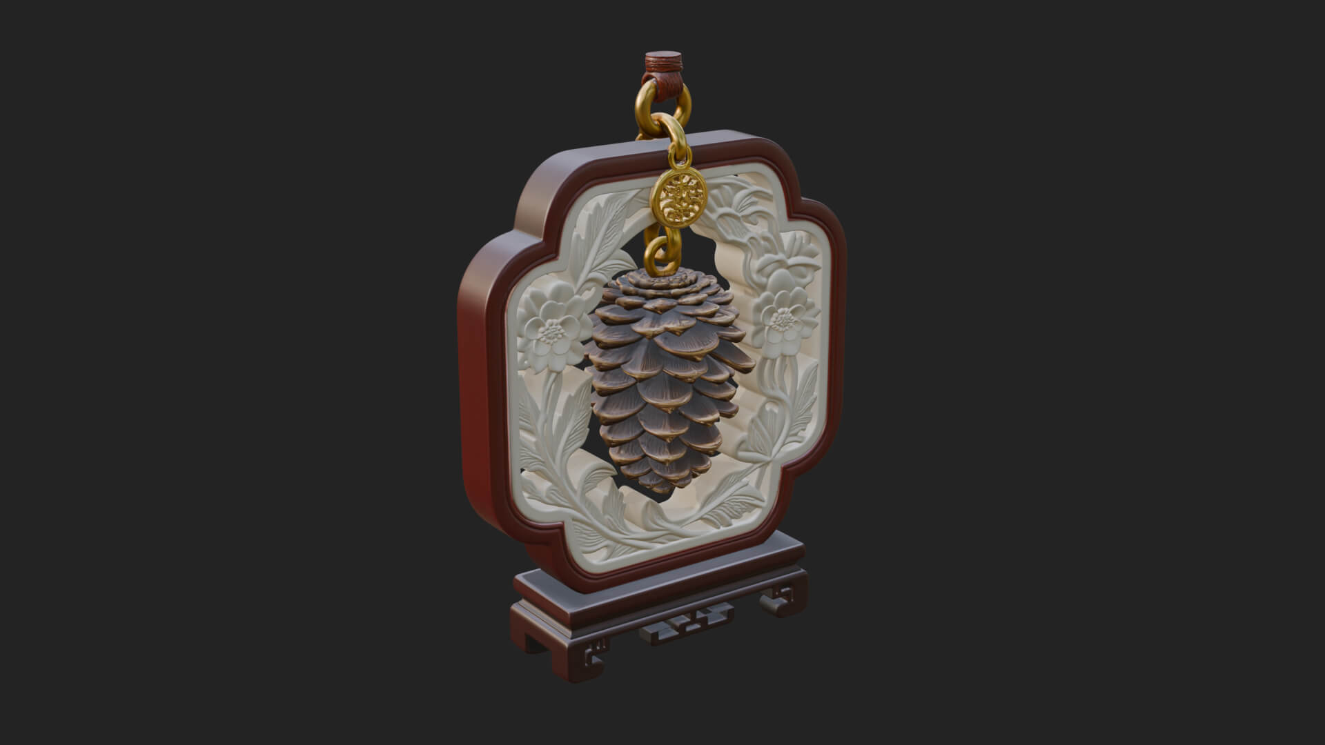 Pine Cone Frame Ornament Design 3 3D Print Model 3D Model