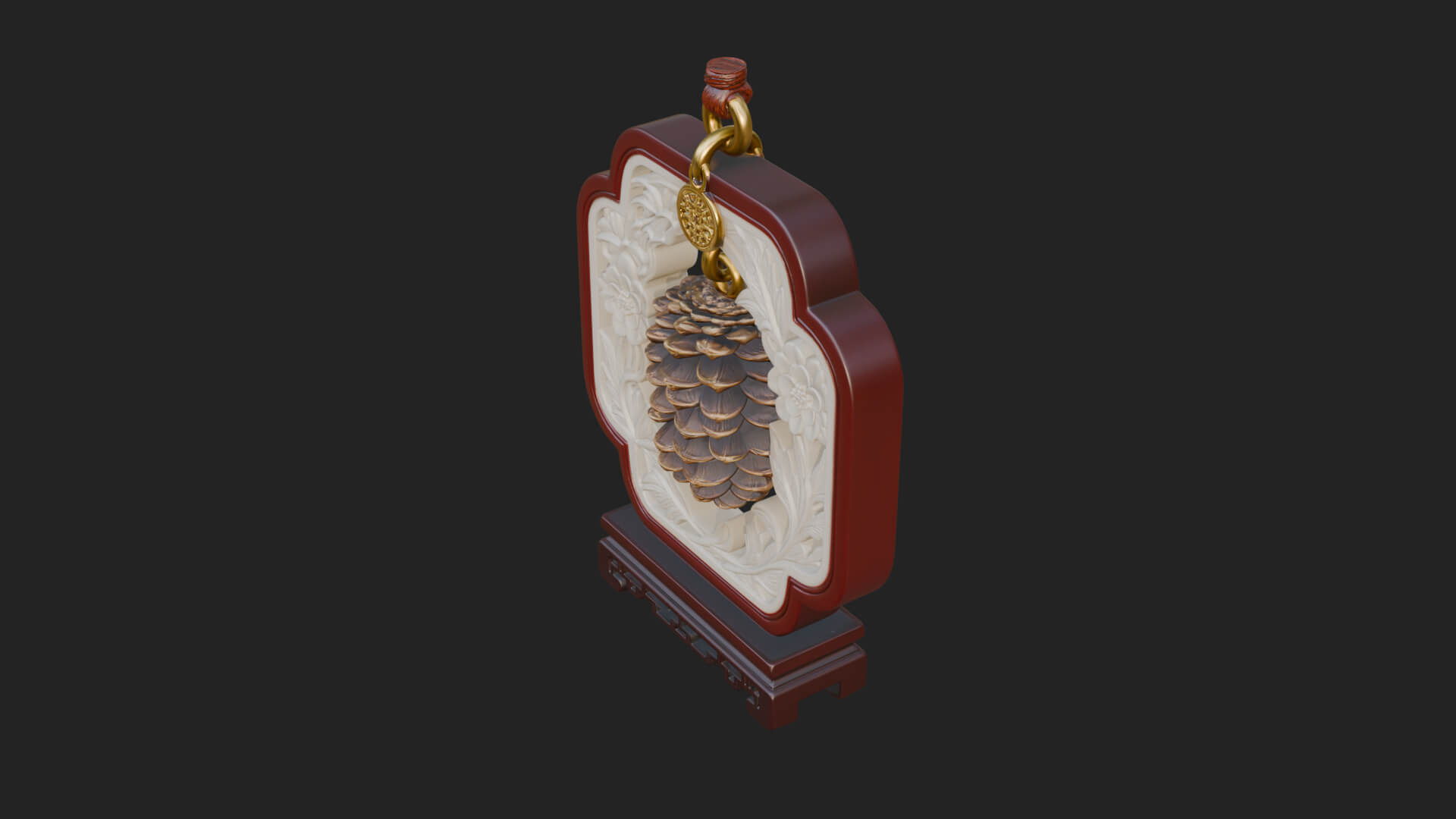 Pine Cone Frame Ornament Design 3 3D Print Model 3D Model