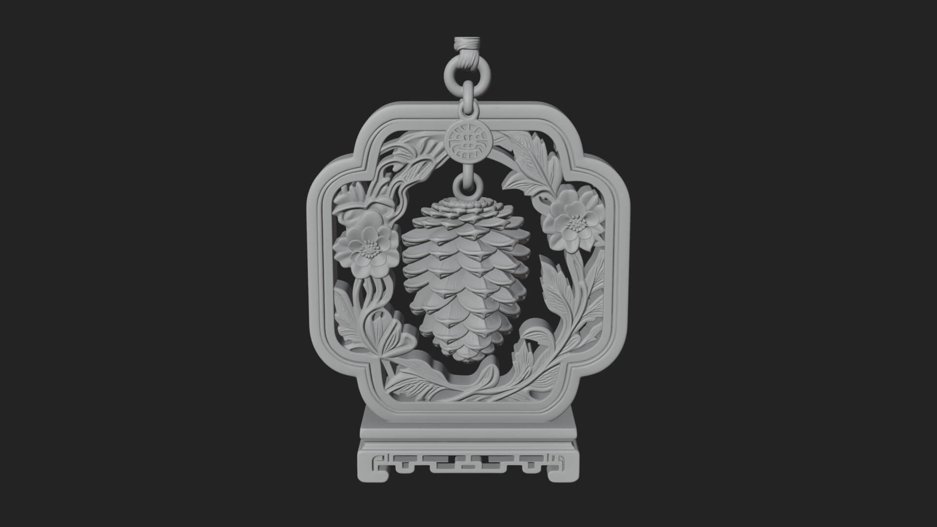 Pine Cone Frame Ornament Design 3 3D Print Model 3D Model