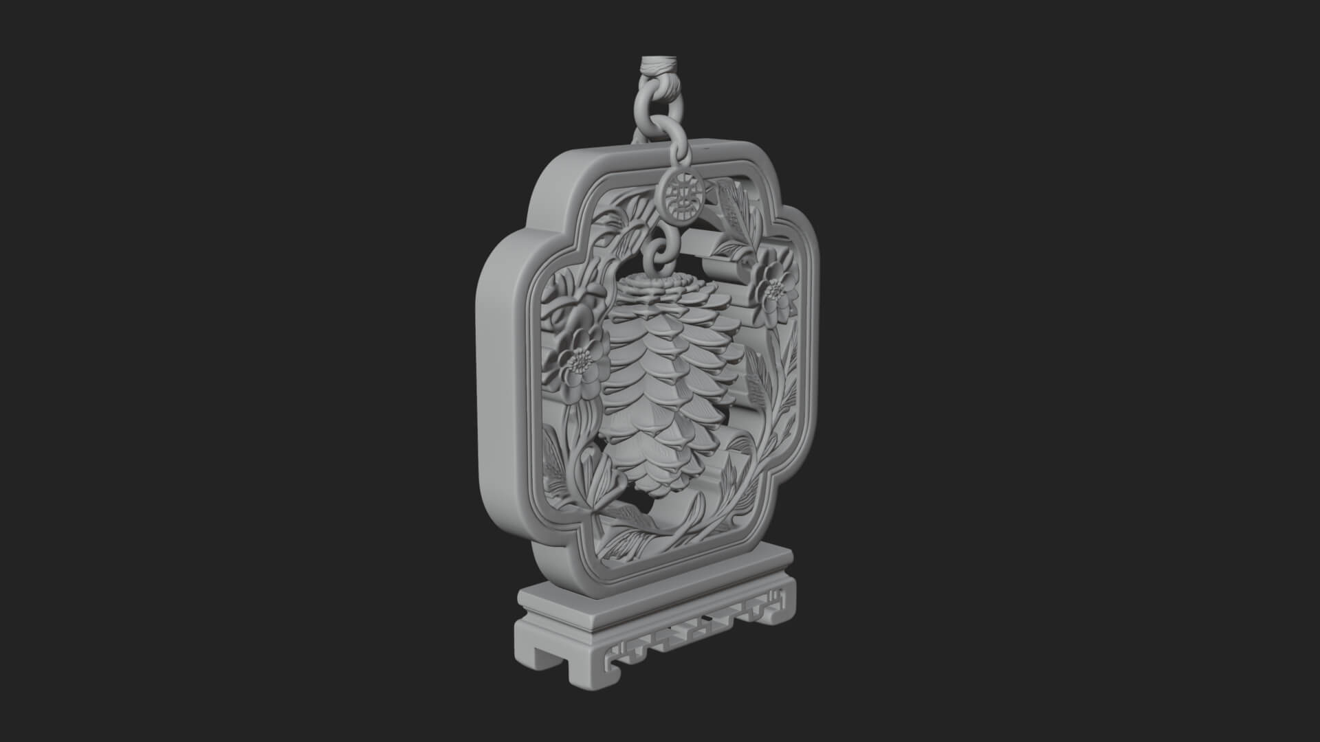 Pine Cone Frame Ornament Design 3 3D Print Model 3D Model