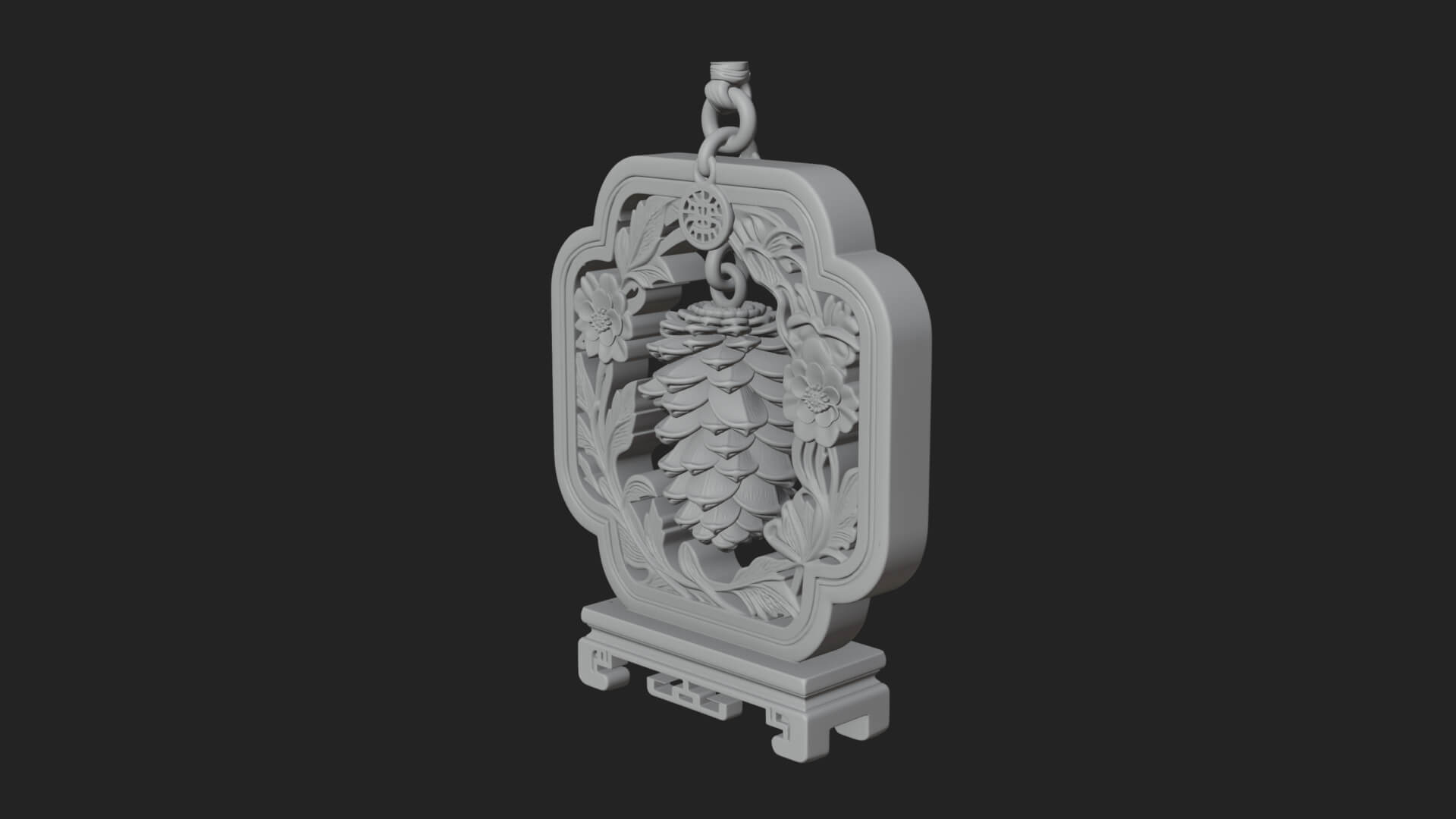Pine Cone Frame Ornament Design 3 3D Print Model 3D Model