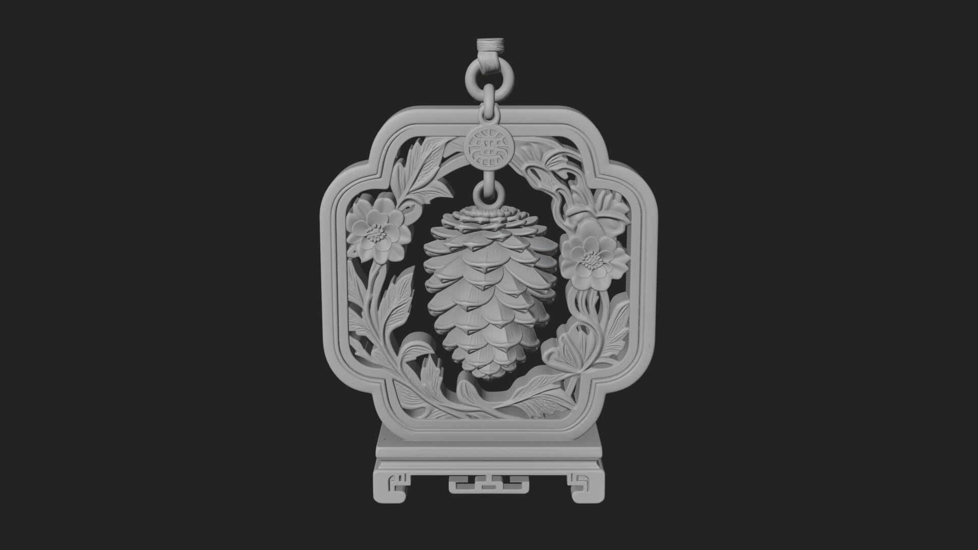 Pine Cone Frame Ornament Design 3 3D Print Model 3D Model