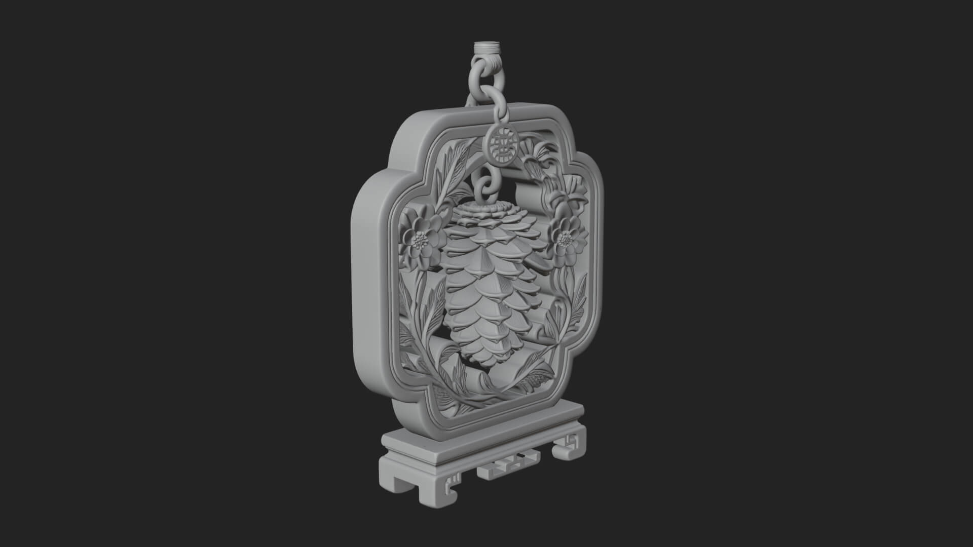 Pine Cone Frame Ornament Design 3 3D Print Model 3D Model