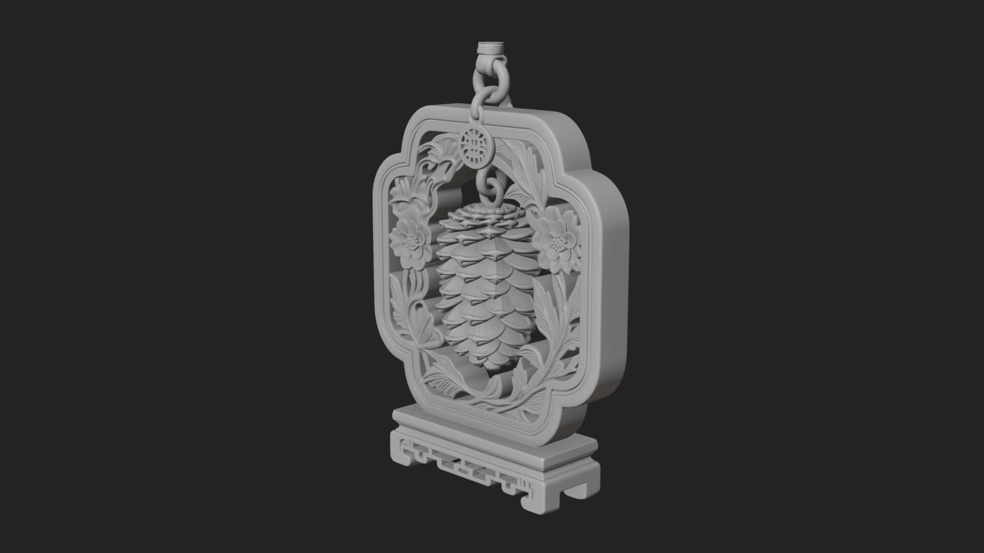 Pine Cone Frame Ornament Design 3 3D Print Model 3D Model