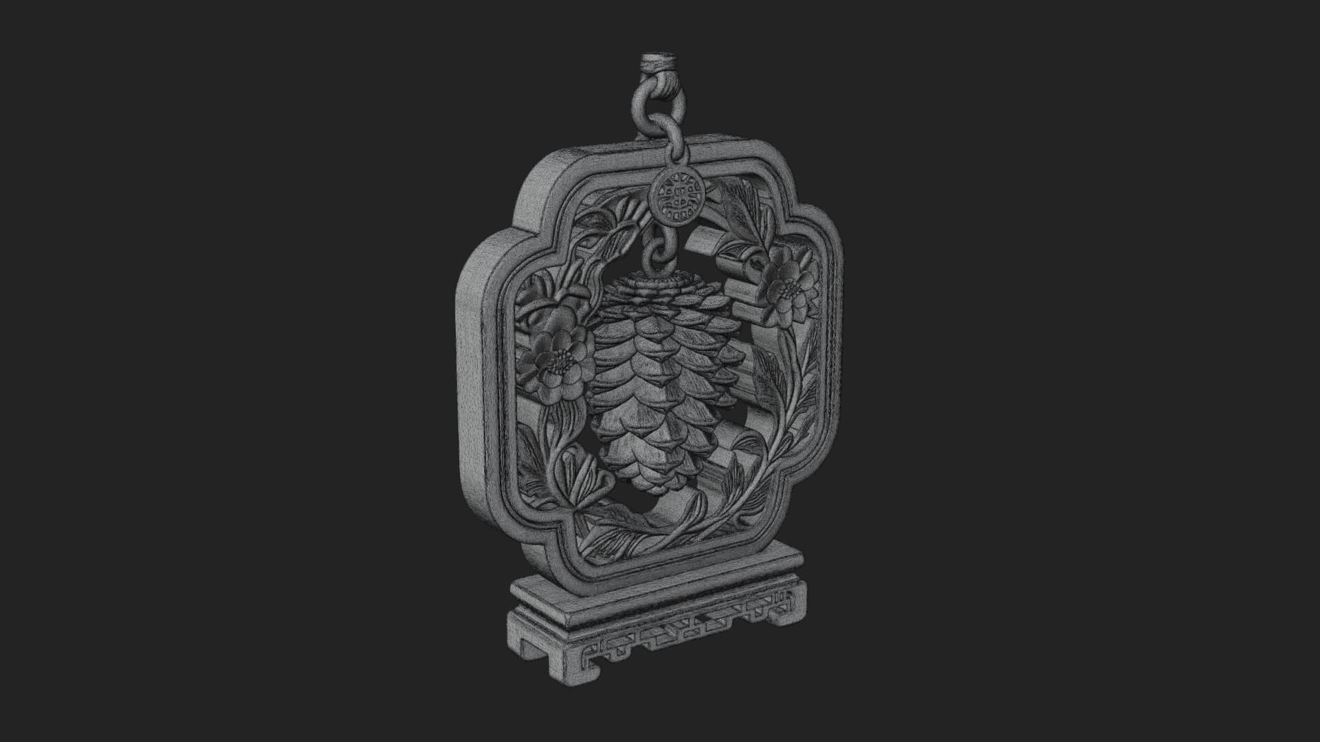 Pine Cone Frame Ornament Design 3 3D Print Model 3D Model