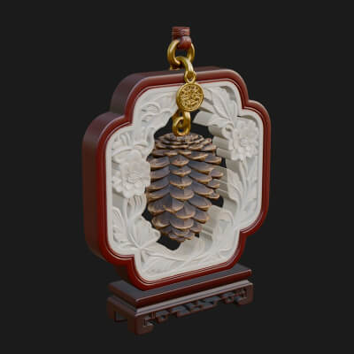 Pine Cone Frame Ornament Design 3 3D Print Model