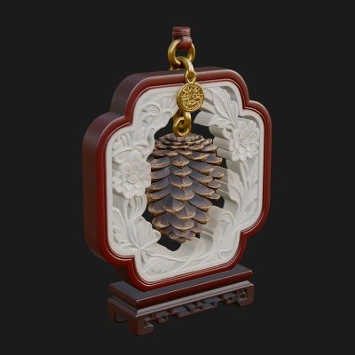 Pine Cone Frame Ornament Design 3 3D Print Model