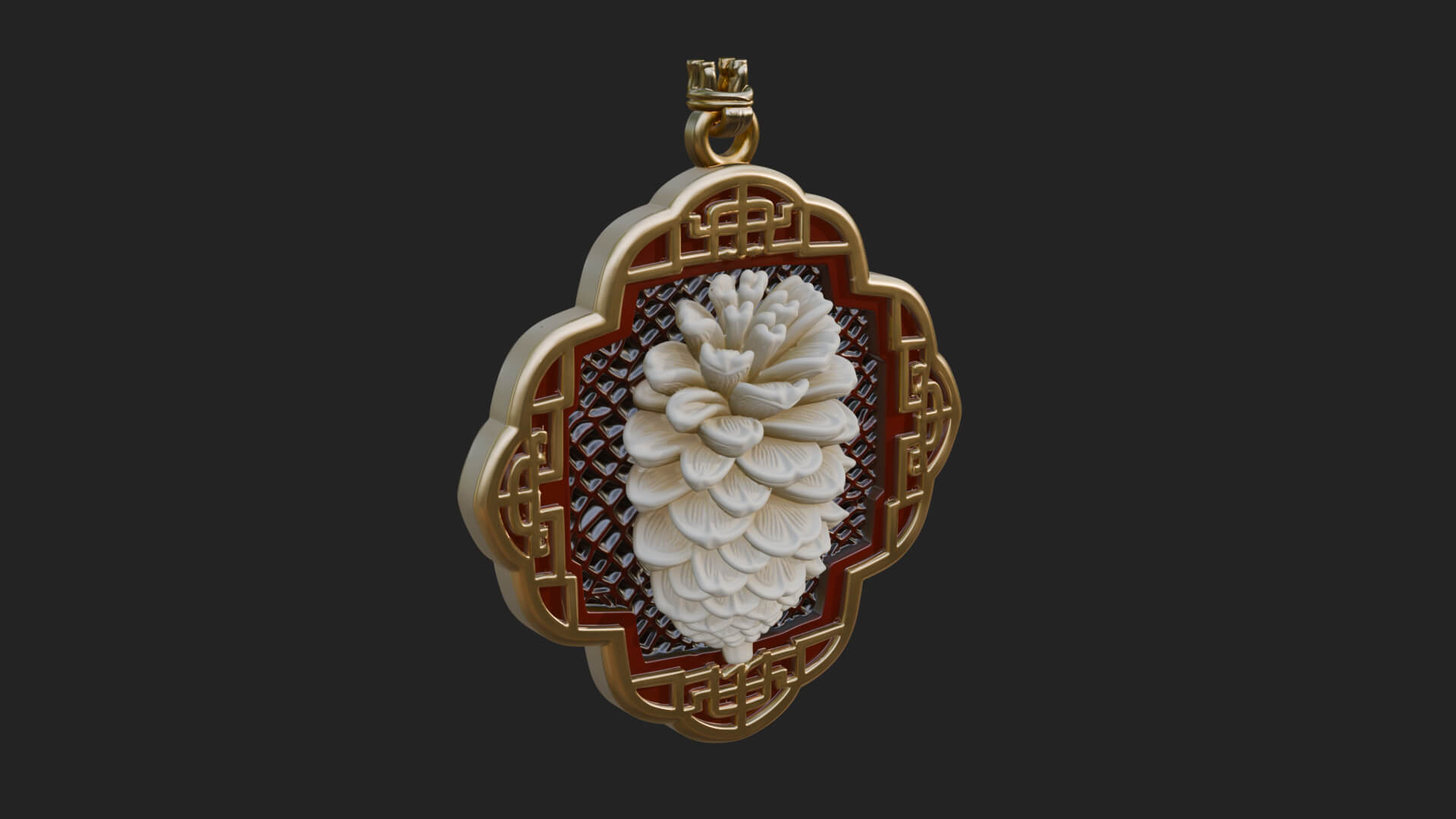 Pine Cone Frame Ornament Design 4 3D Print Model 3D Model