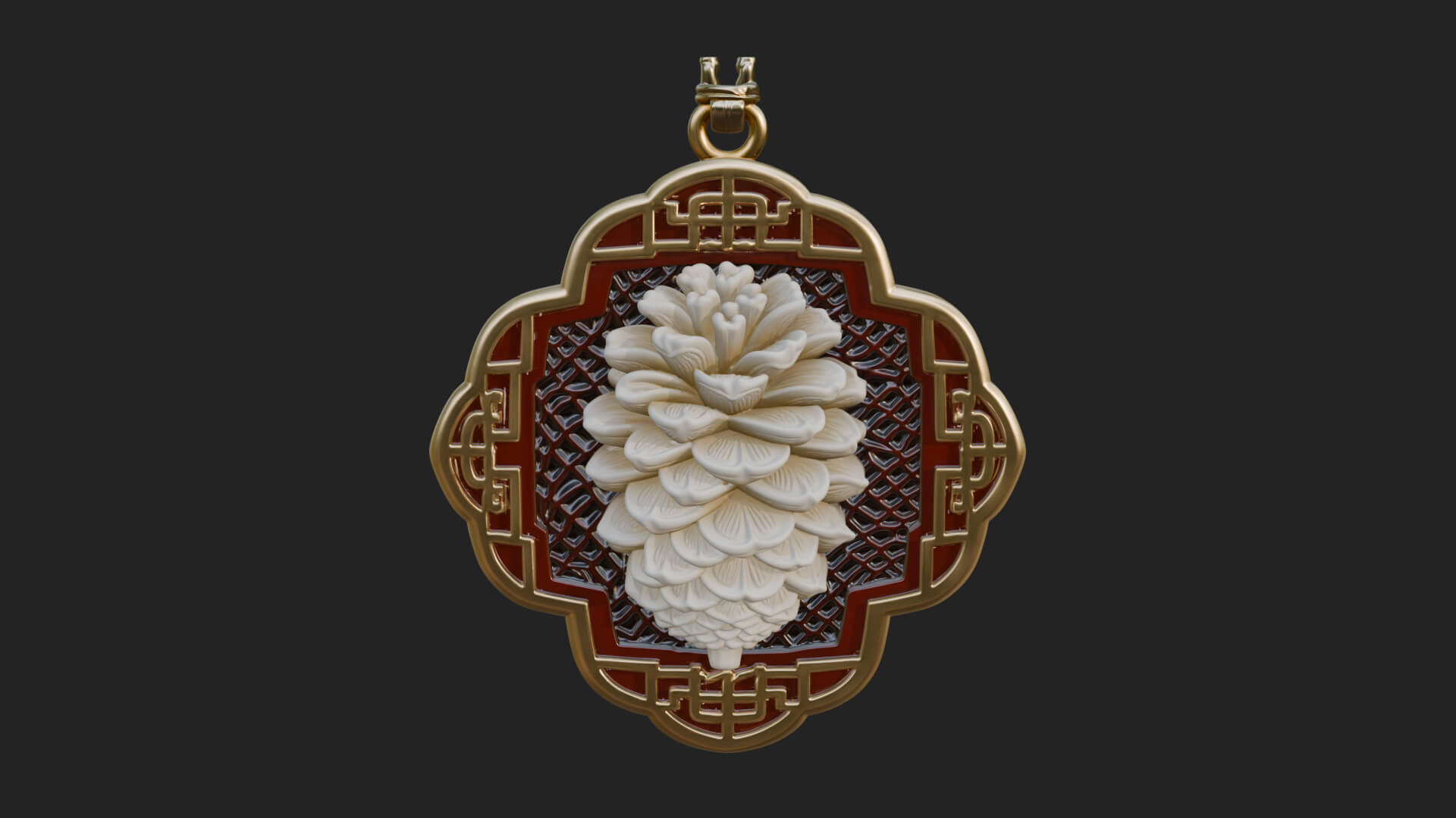 Pine Cone Frame Ornament Design 4 3D Print Model 3D Model