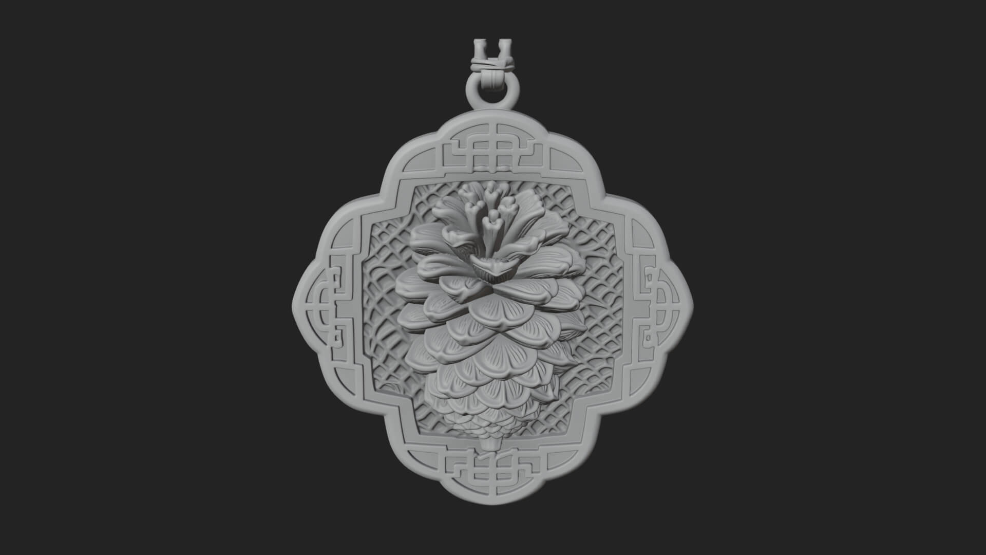 Pine Cone Frame Ornament Design 4 3D Print Model 3D Model
