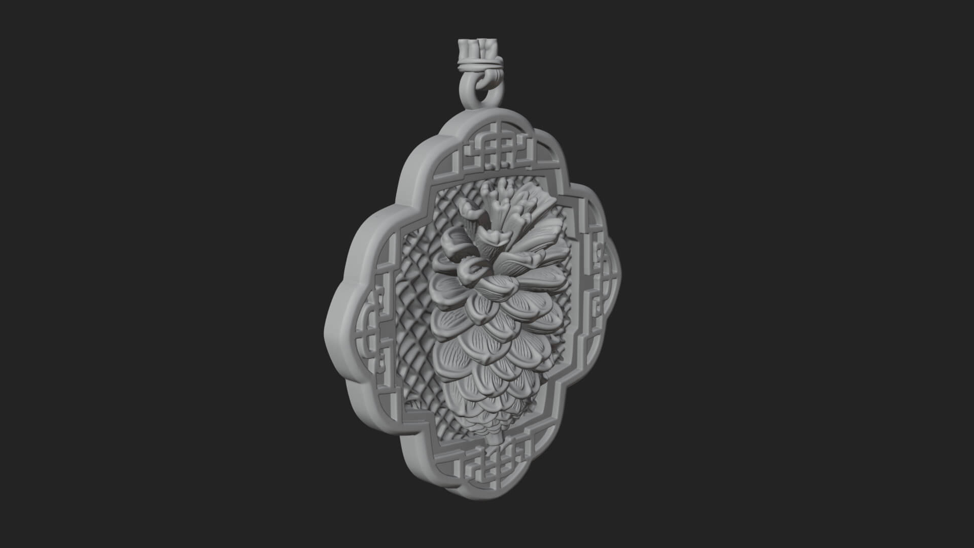 Pine Cone Frame Ornament Design 4 3D Print Model 3D Model