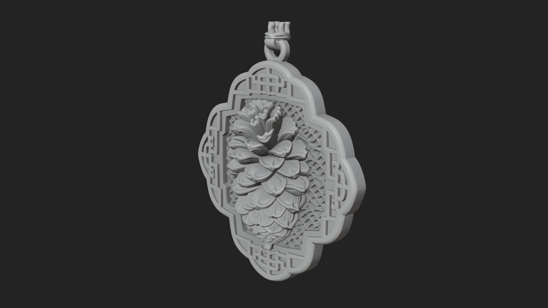 Pine Cone Frame Ornament Design 4 3D Print Model 3D Model