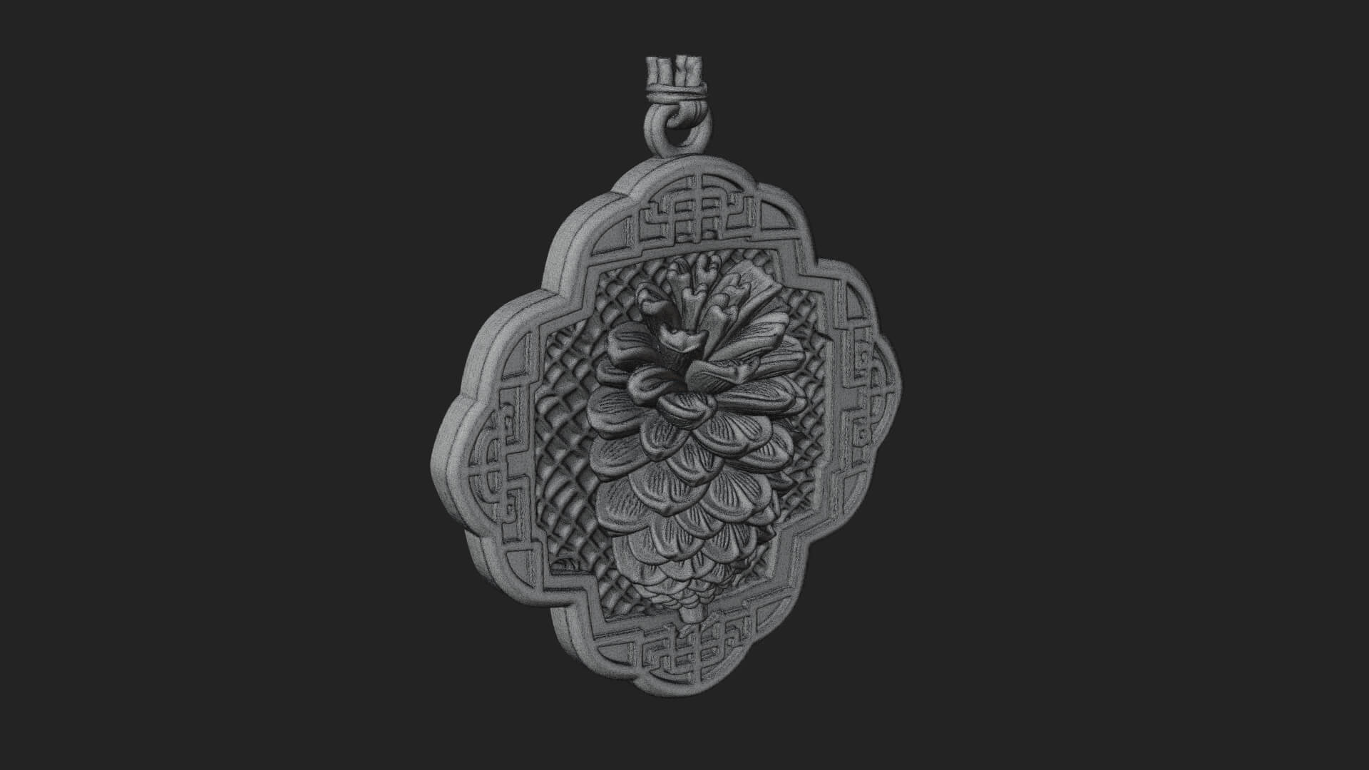 Pine Cone Frame Ornament Design 4 3D Print Model 3D Model