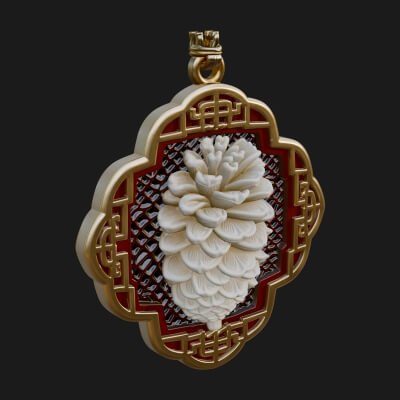 Pine Cone Frame Ornament Design 4 3D Print Model
