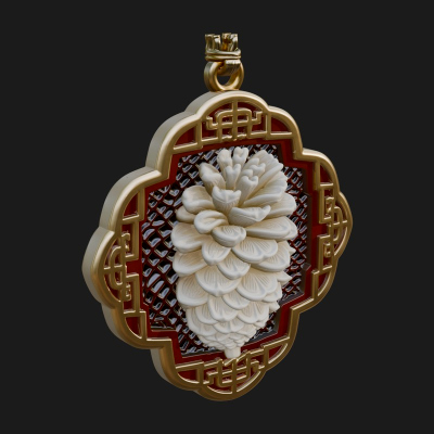 Pine Cone Frame Ornament Design 4 3D Print Model