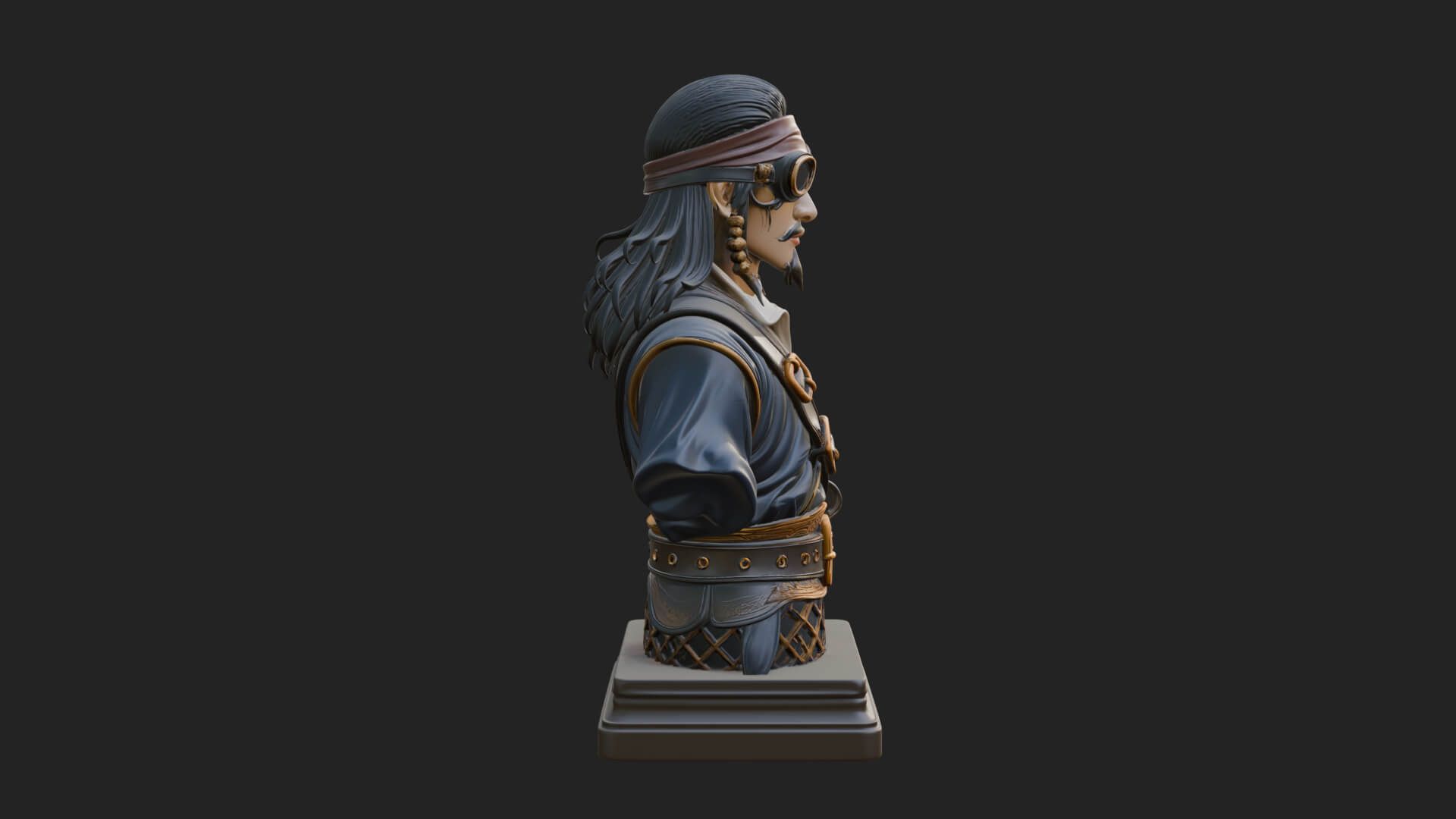 Pirate Captain Bust Statue Design 5 3D Print Model 3D Model
