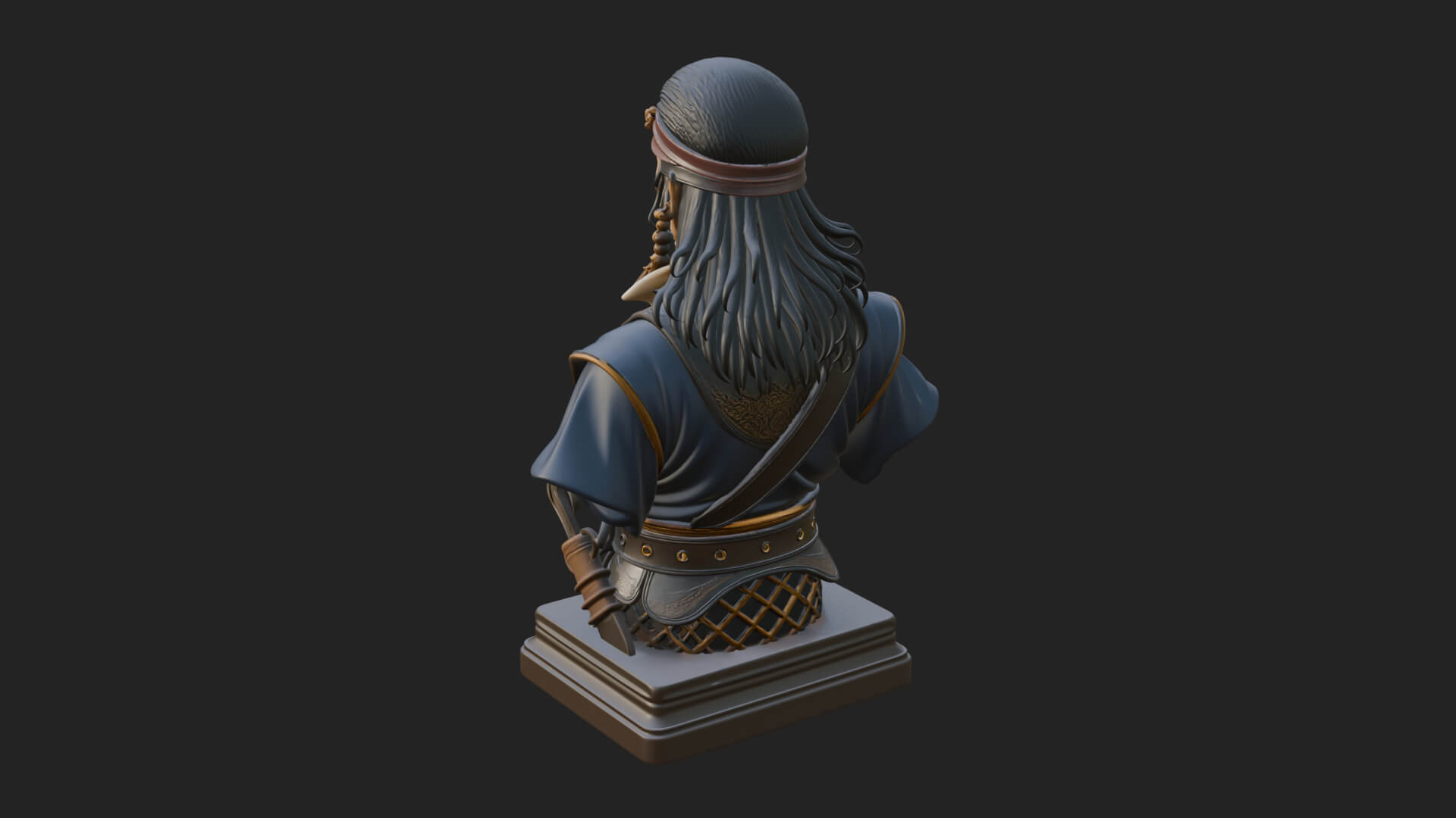 Pirate Captain Bust Statue Design 5 3D Print Model 3D Model