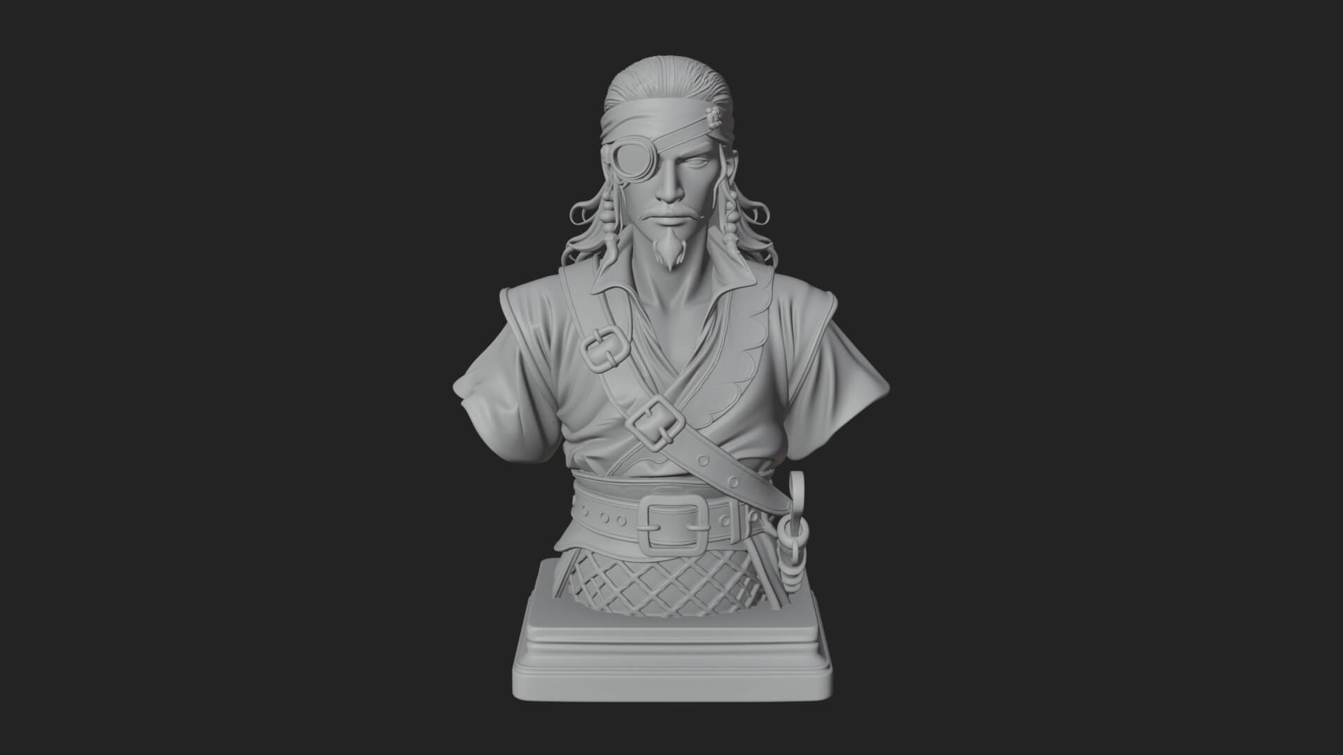 Pirate Captain Bust Statue Design 5 3D Print Model 3D Model