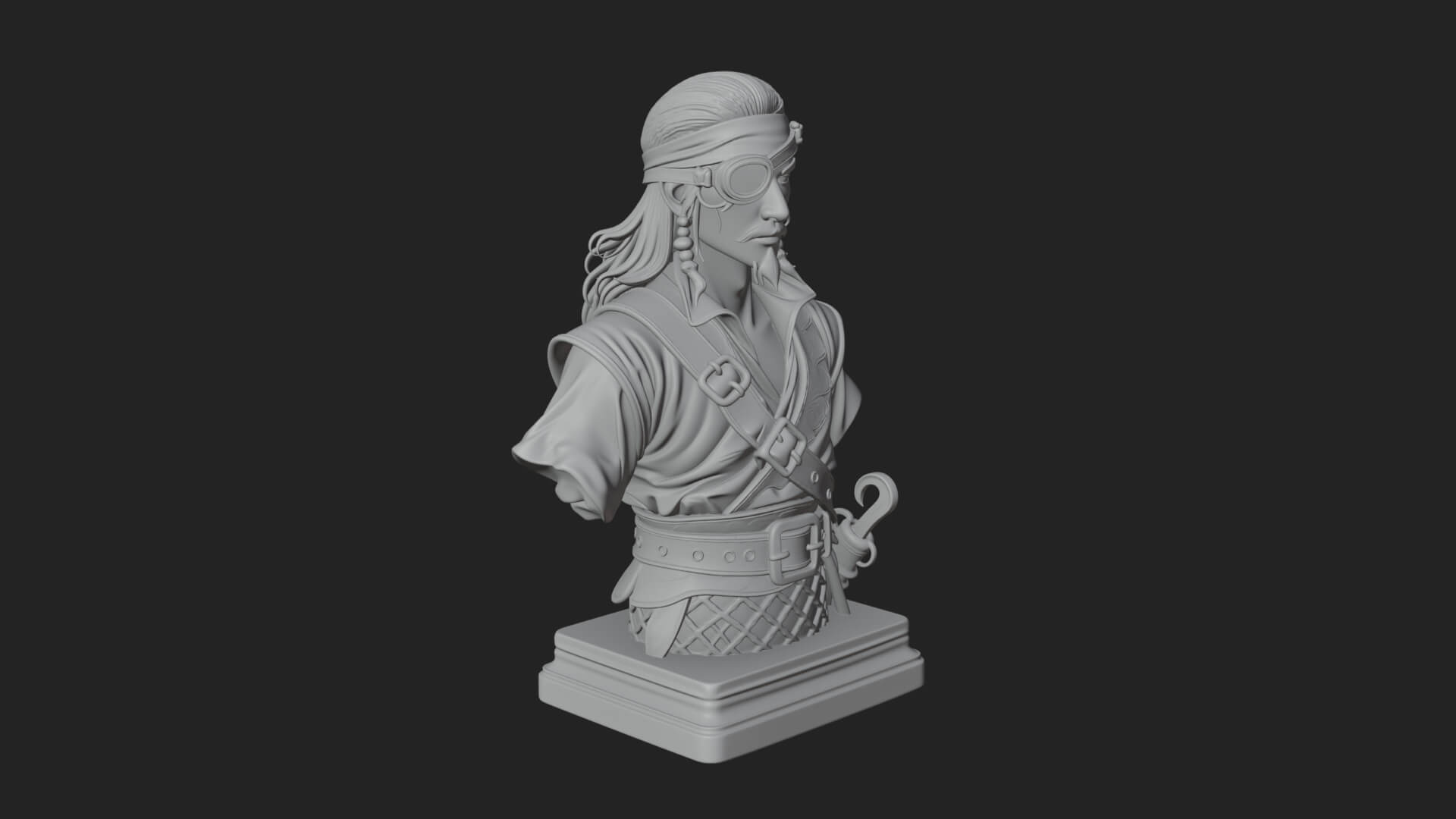Pirate Captain Bust Statue Design 5 3D Print Model 3D Model