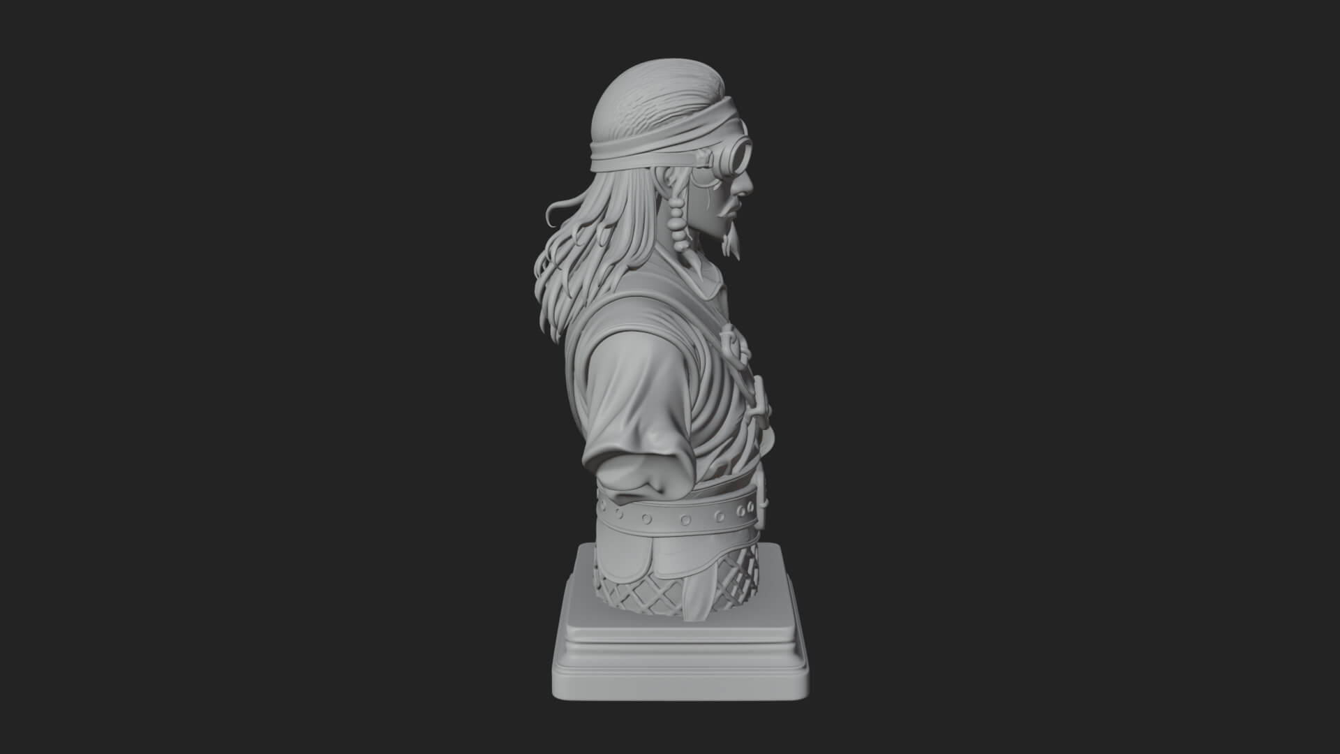 Pirate Captain Bust Statue Design 5 3D Print Model 3D Model