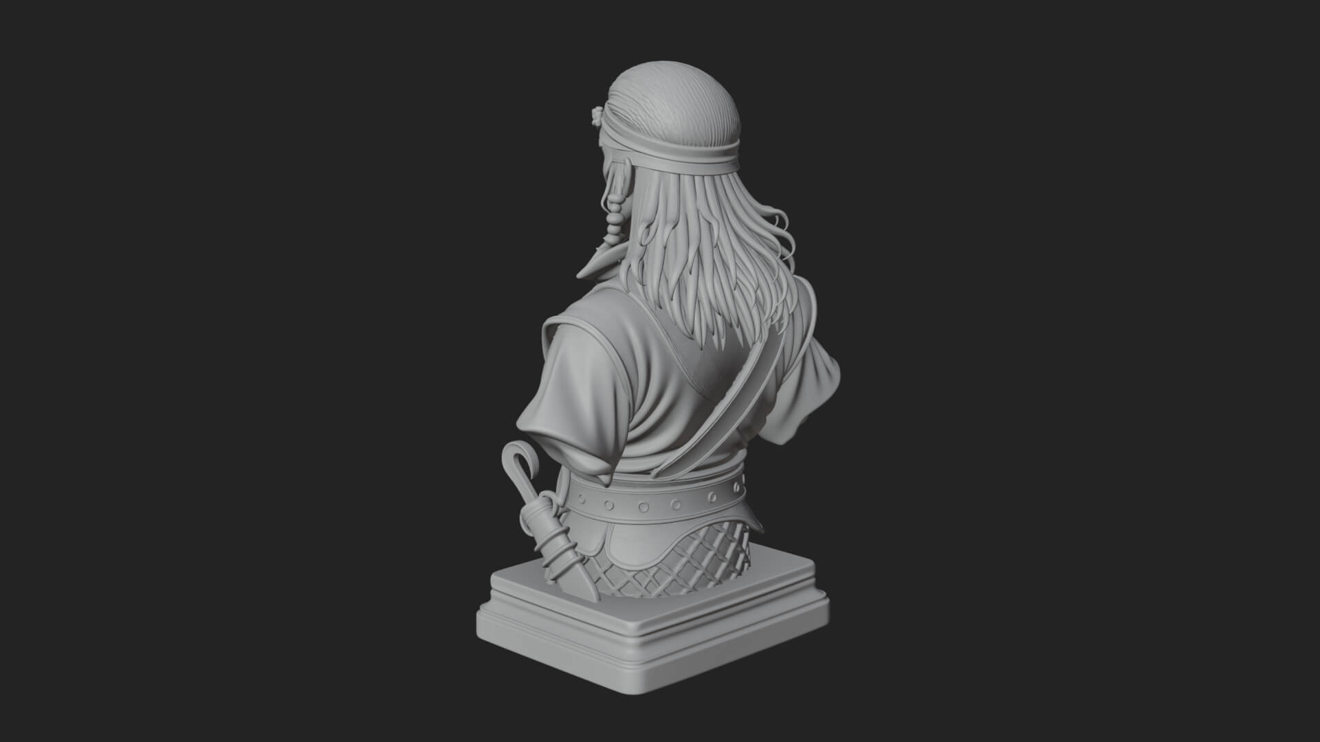 Pirate Captain Bust Statue Design 5 3D Print Model 3D Model