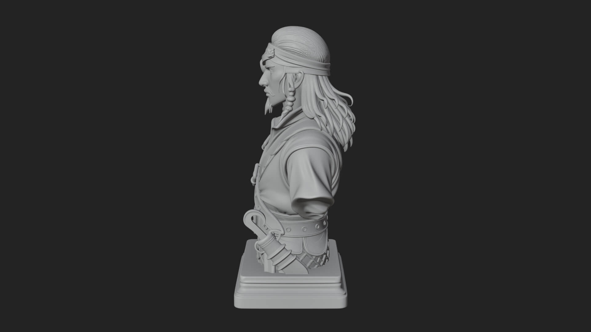 Pirate Captain Bust Statue Design 5 3D Print Model 3D Model