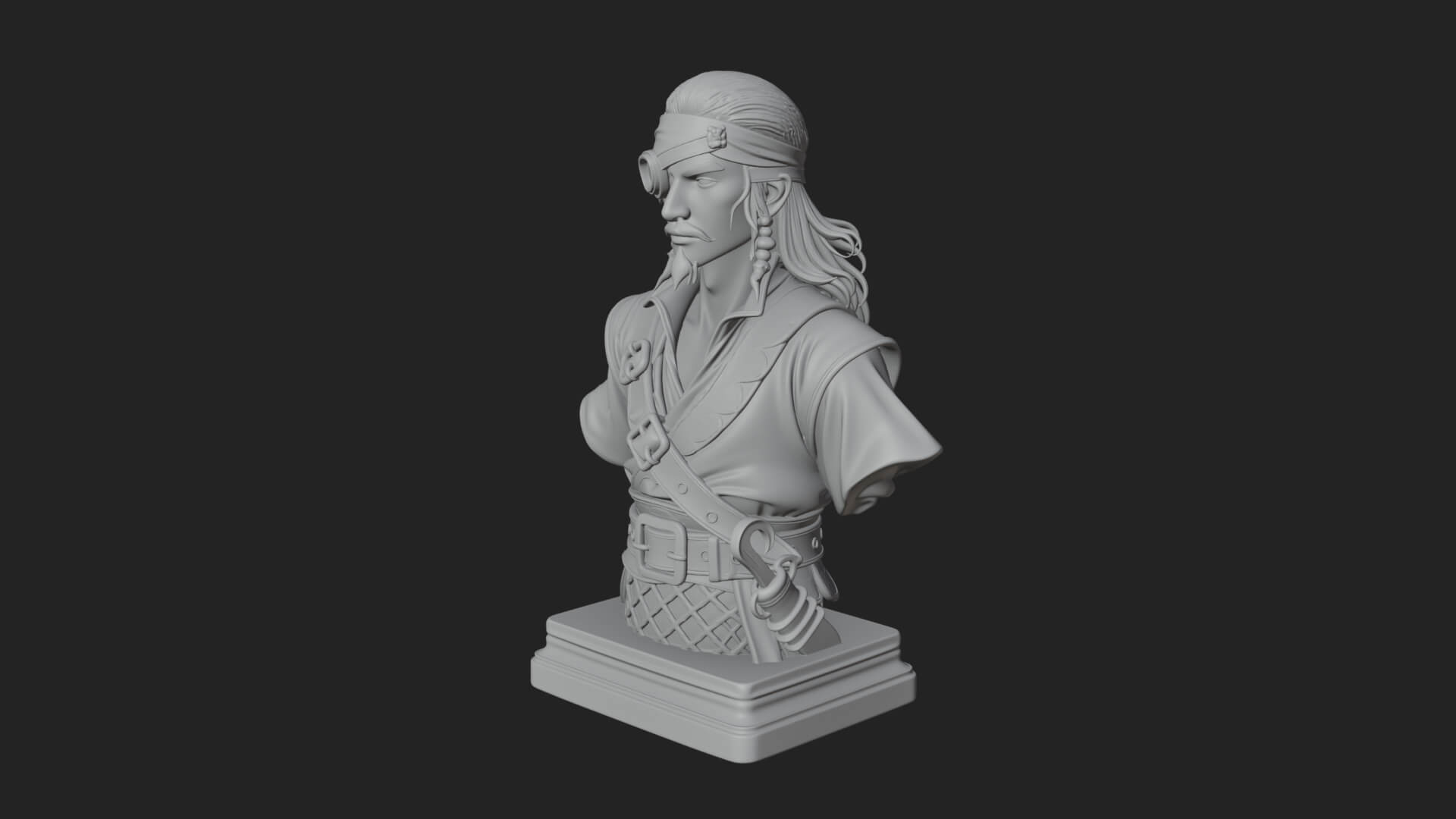 Pirate Captain Bust Statue Design 5 3D Print Model 3D Model