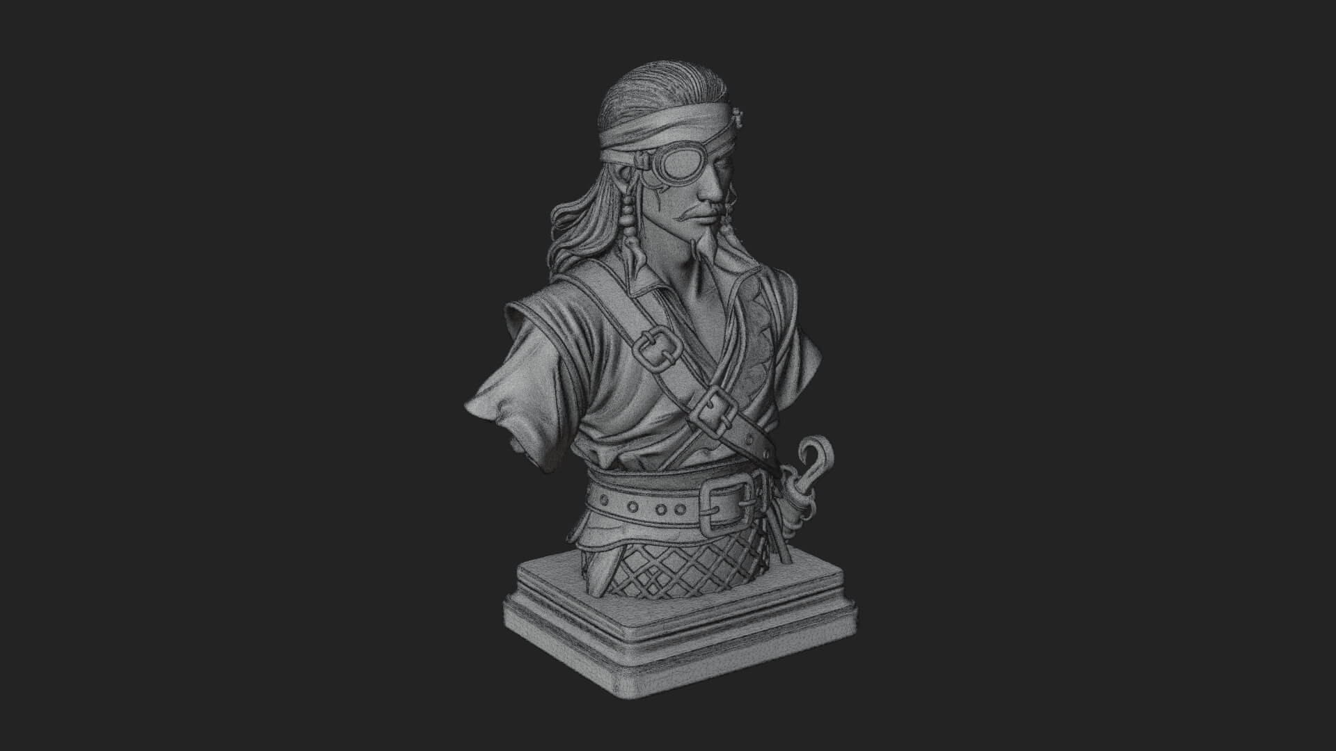 Pirate Captain Bust Statue Design 5 3D Print Model 3D Model