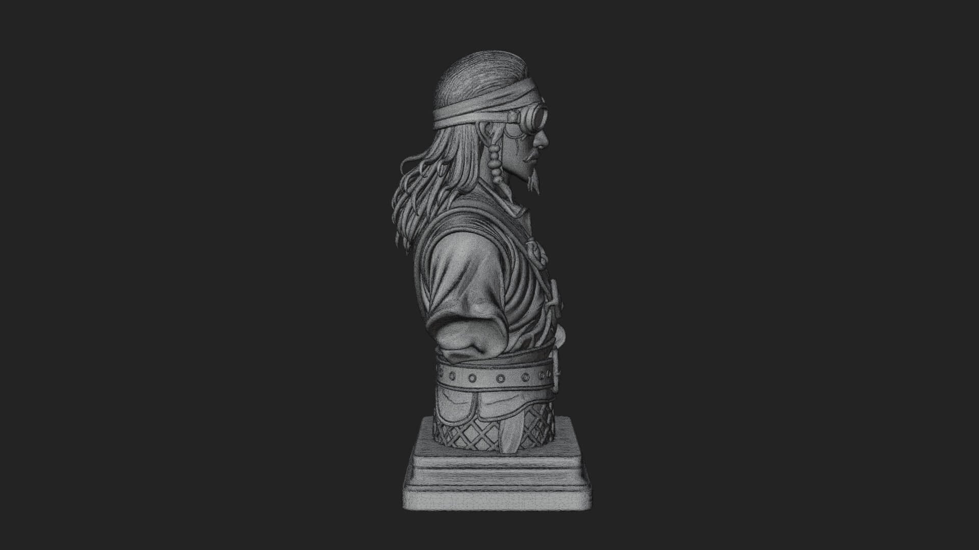 Pirate Captain Bust Statue Design 5 3D Print Model 3D Model