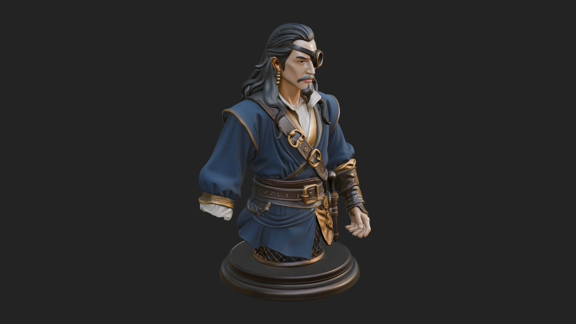 Pirate Captain Bust Statue Design 6 3D Print Model 3D Model