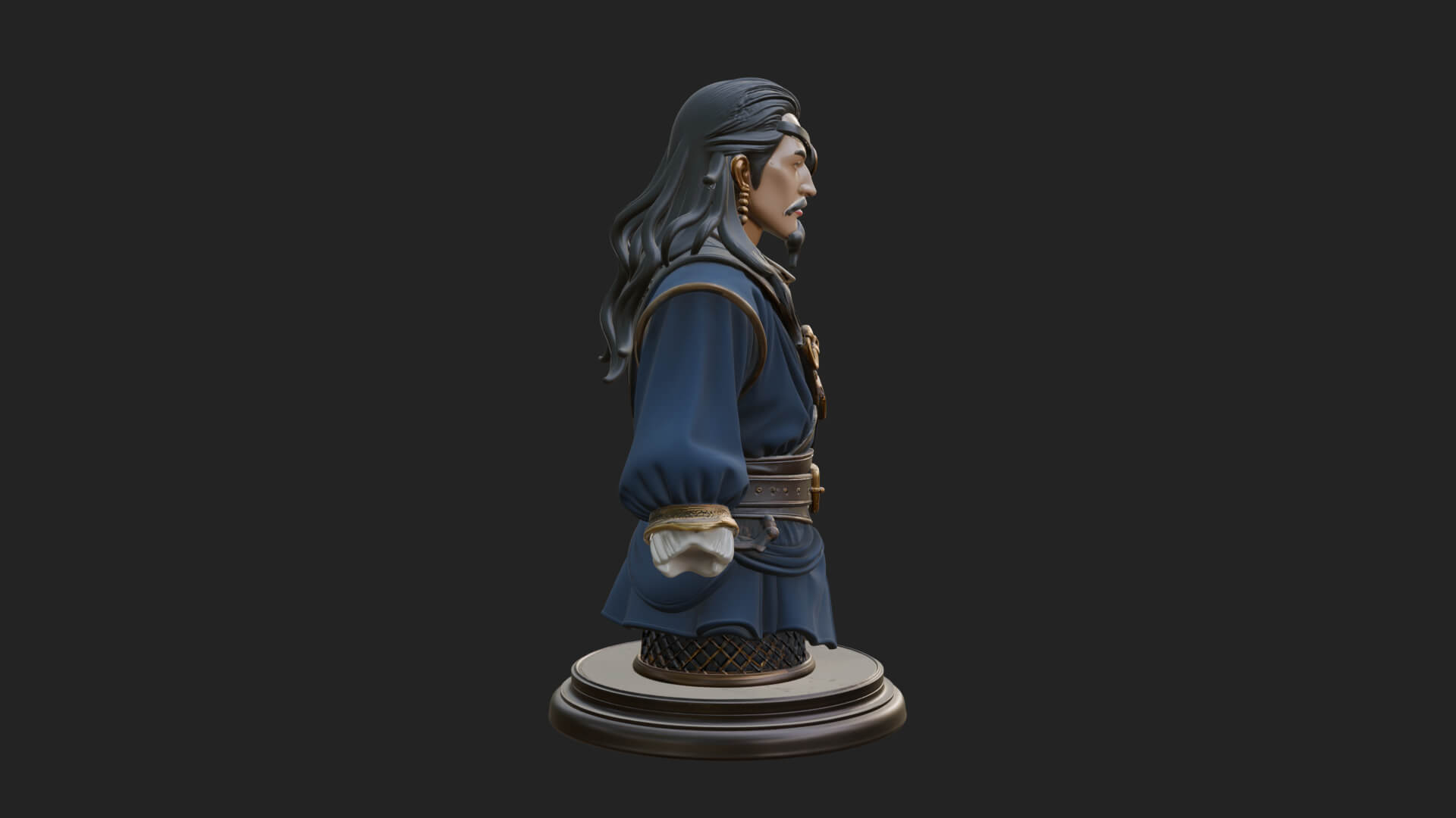 Pirate Captain Bust Statue Design 6 3D Print Model 3D Model