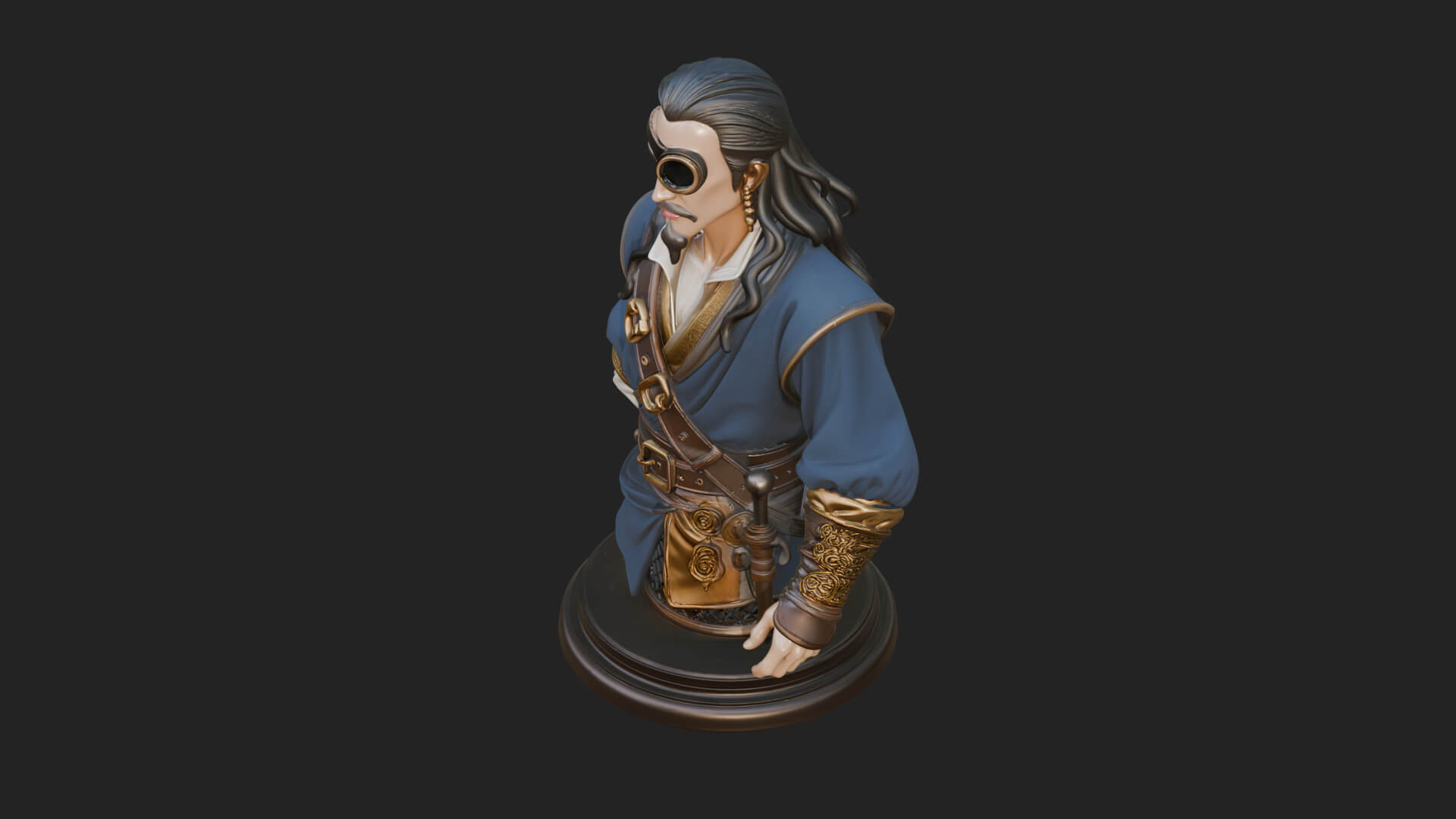 Pirate Captain Bust Statue Design 6 3D Print Model 3D Model