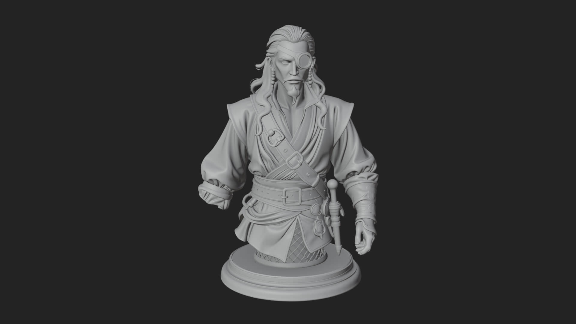 Pirate Captain Bust Statue Design 6 3D Print Model 3D Model