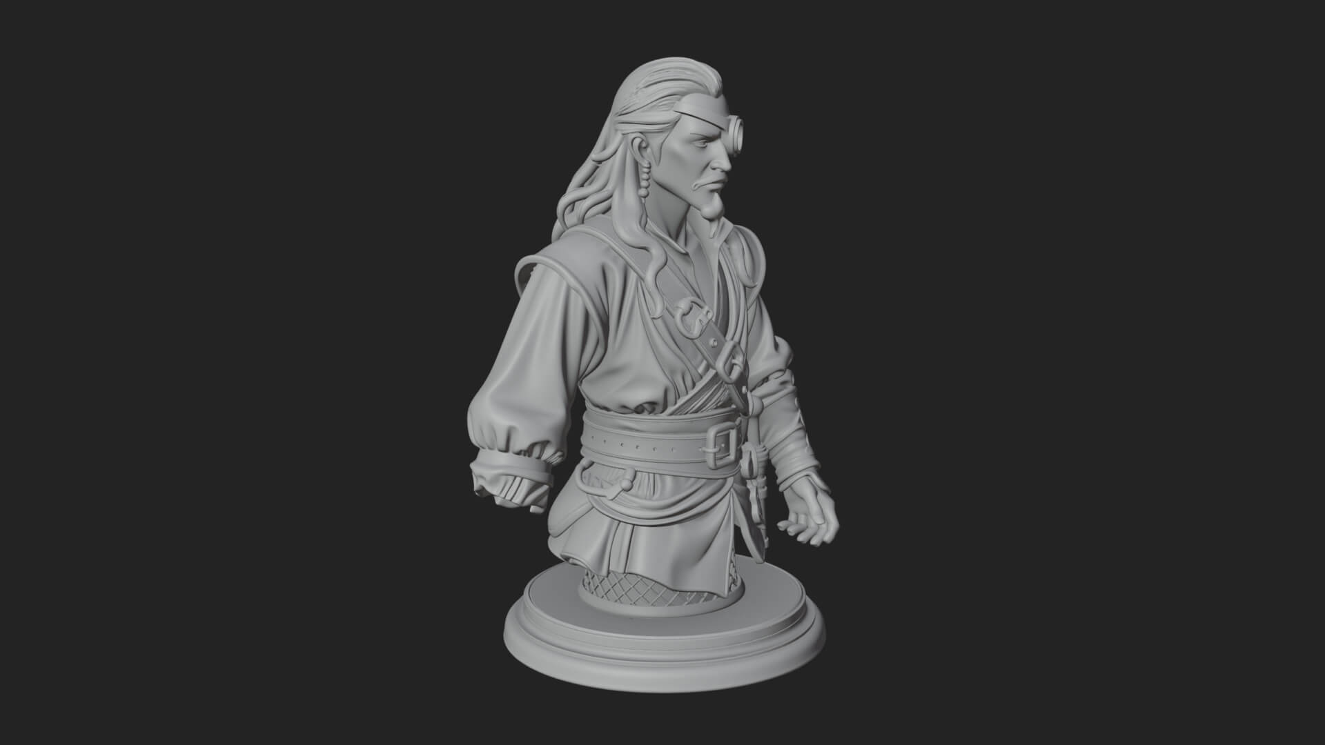 Pirate Captain Bust Statue Design 6 3D Print Model 3D Model