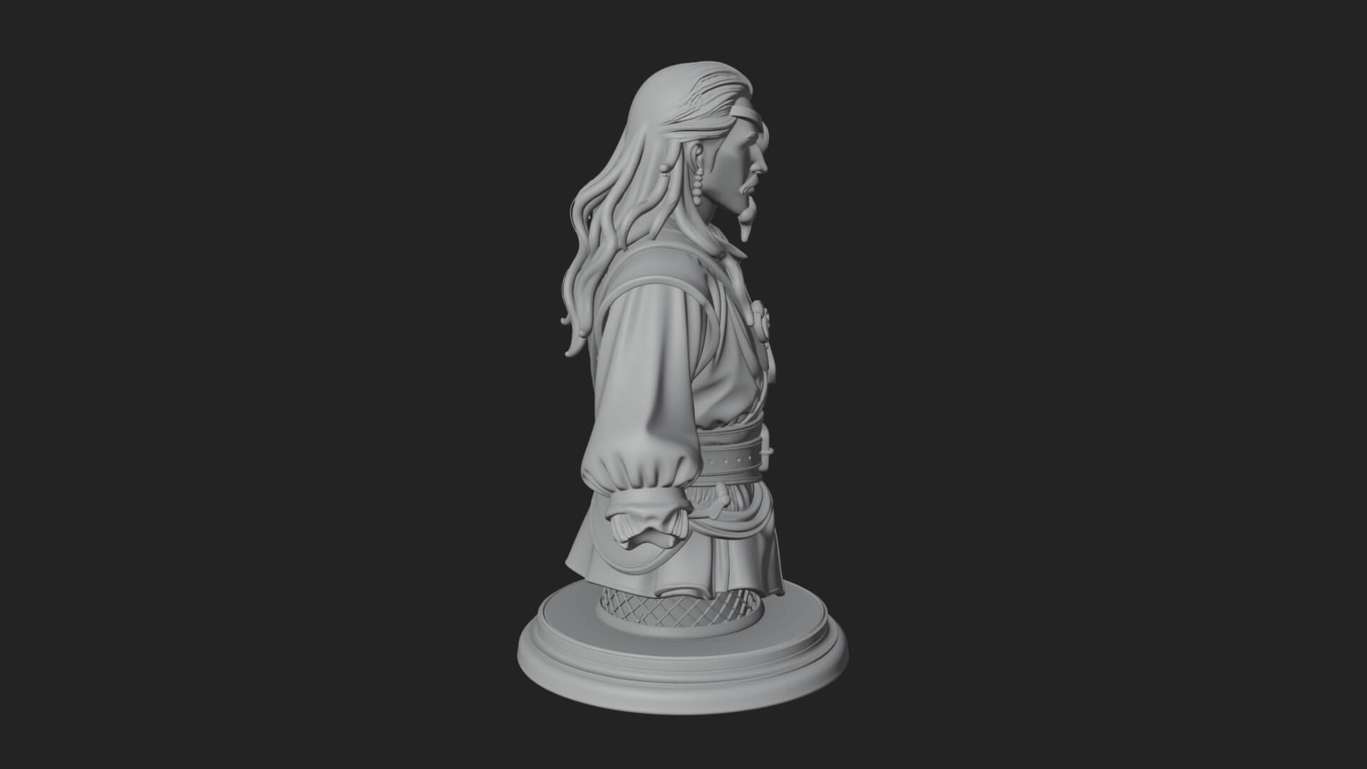 Pirate Captain Bust Statue Design 6 3D Print Model 3D Model