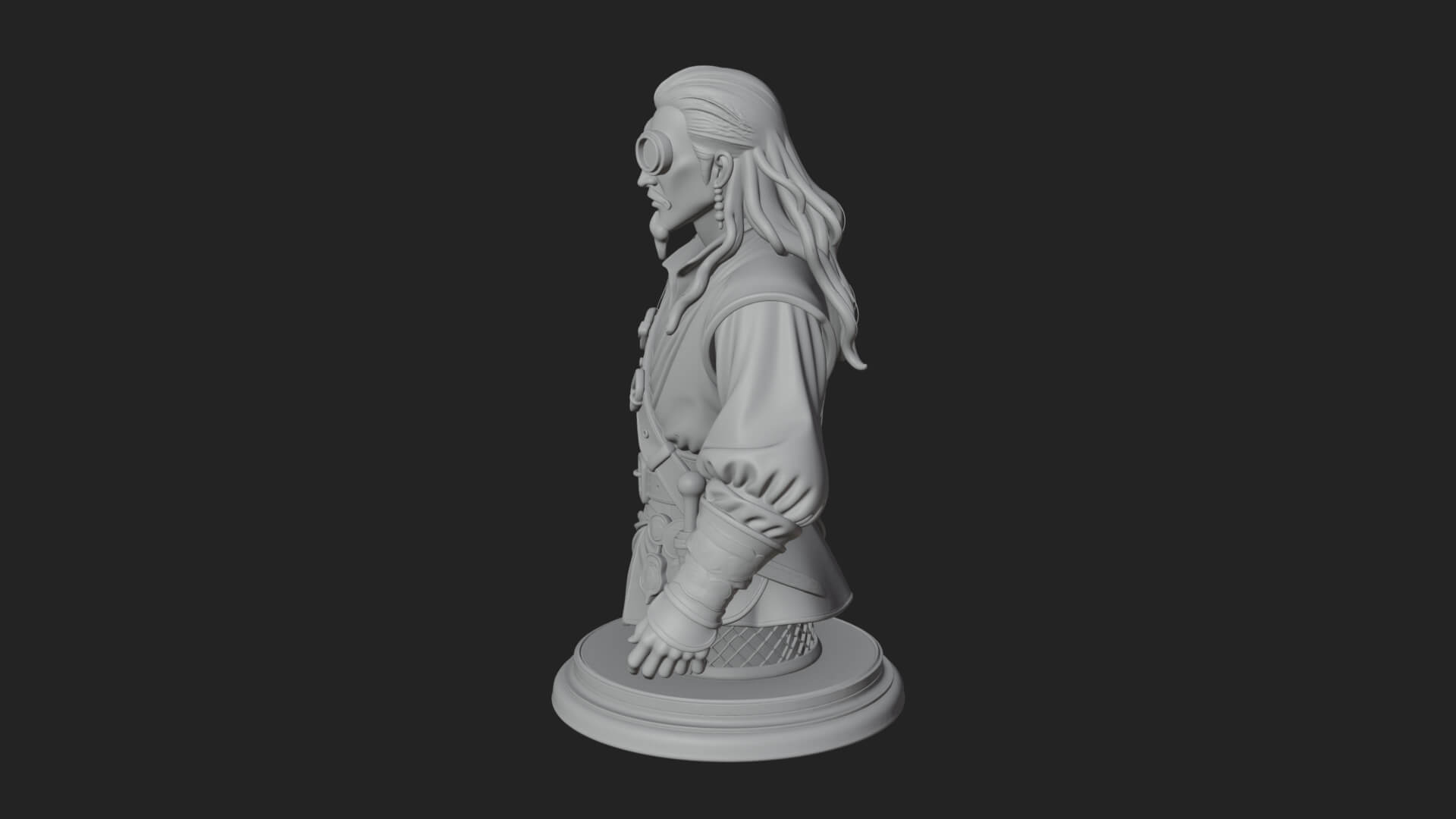 Pirate Captain Bust Statue Design 6 3D Print Model 3D Model