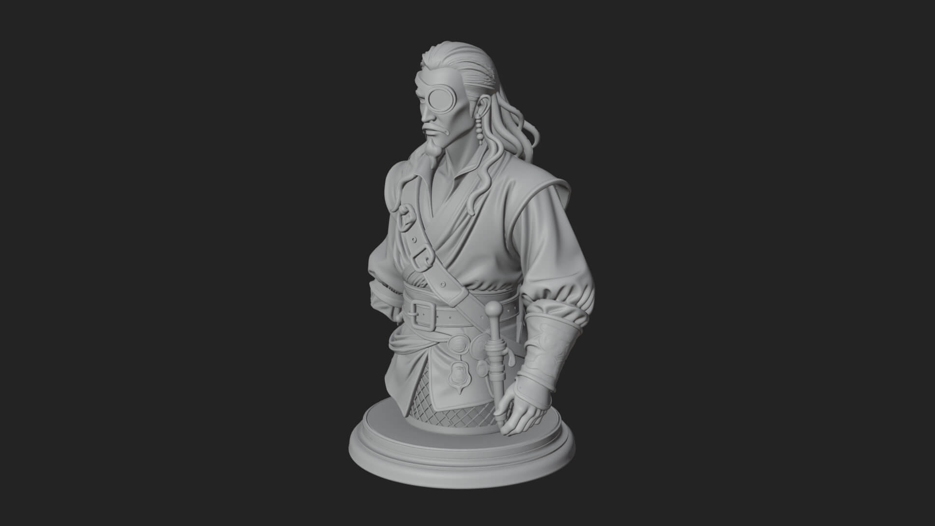Pirate Captain Bust Statue Design 6 3D Print Model 3D Model