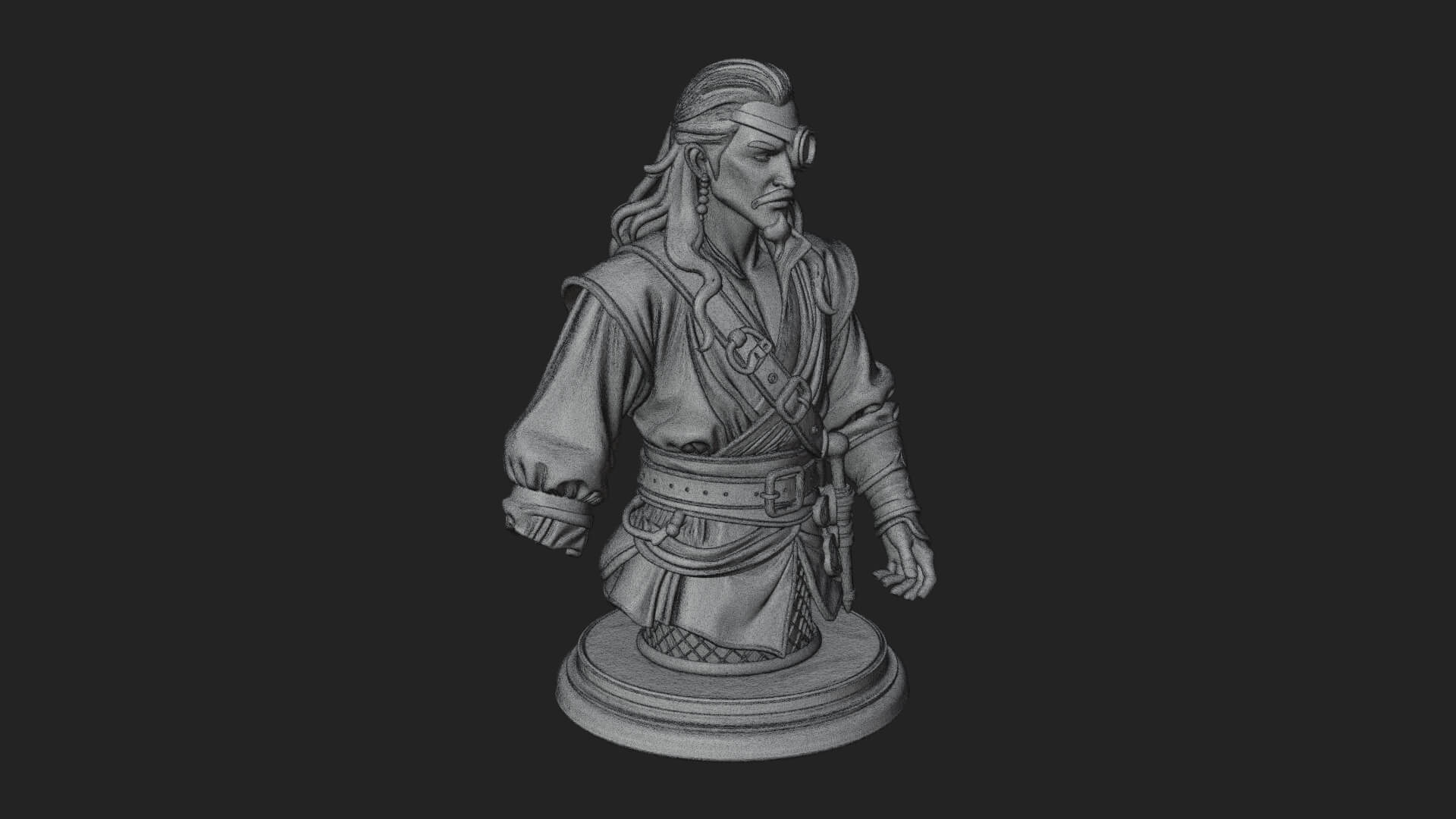 Pirate Captain Bust Statue Design 6 3D Print Model 3D Model