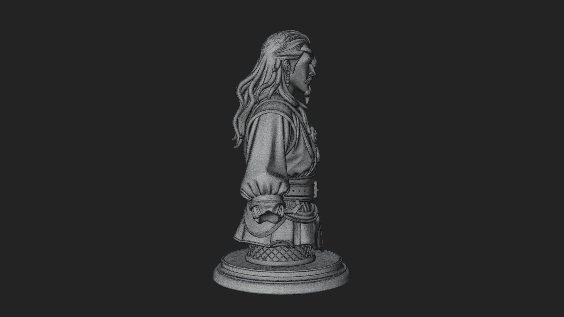 Pirate Captain Bust Statue Design 6 3D Print Model 3D Model