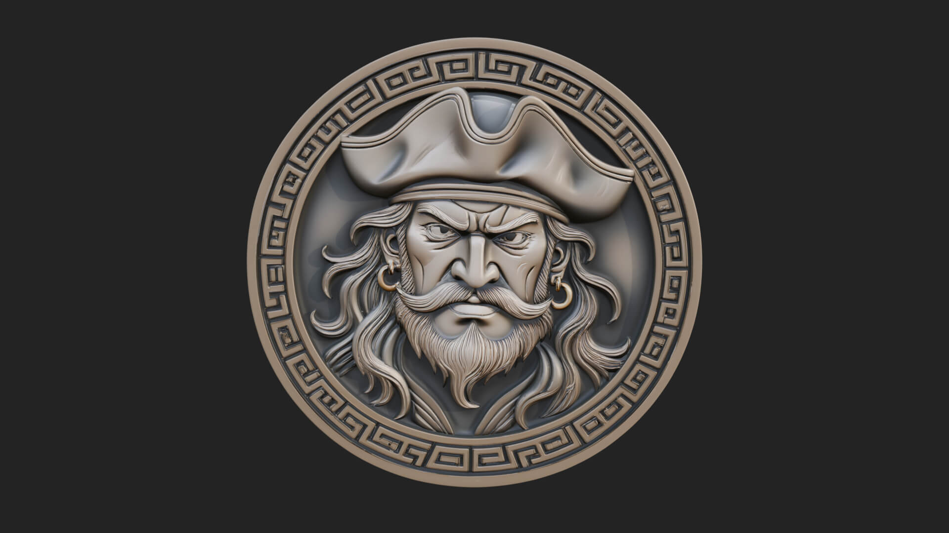 Pirate Captain Oval Plaque Design 1 3D Print Model 3D Model