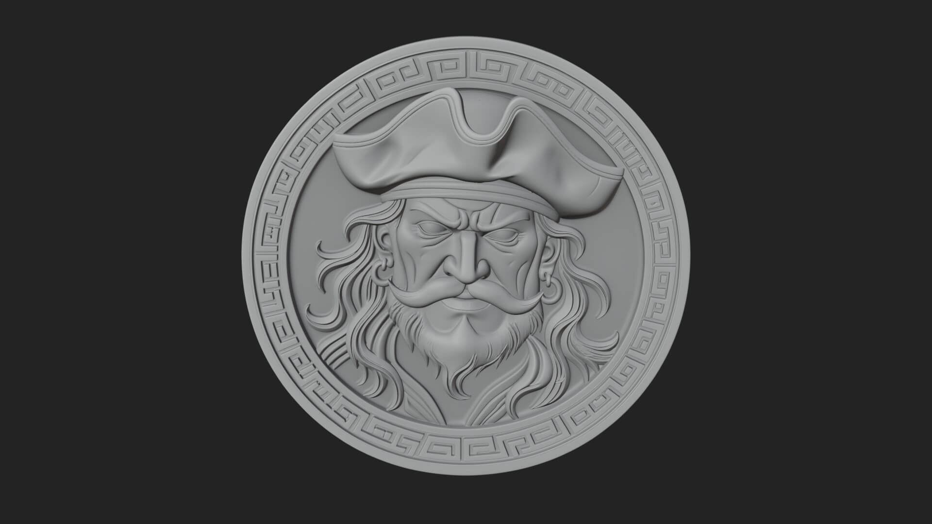Pirate Captain Oval Plaque Design 1 3D Print Model 3D Model