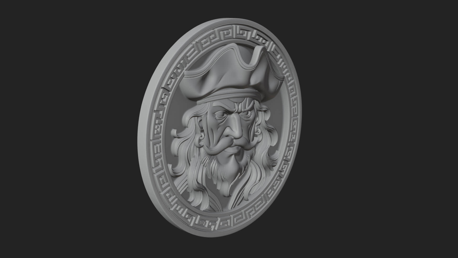 Pirate Captain Oval Plaque Design 1 3D Print Model 3D Model