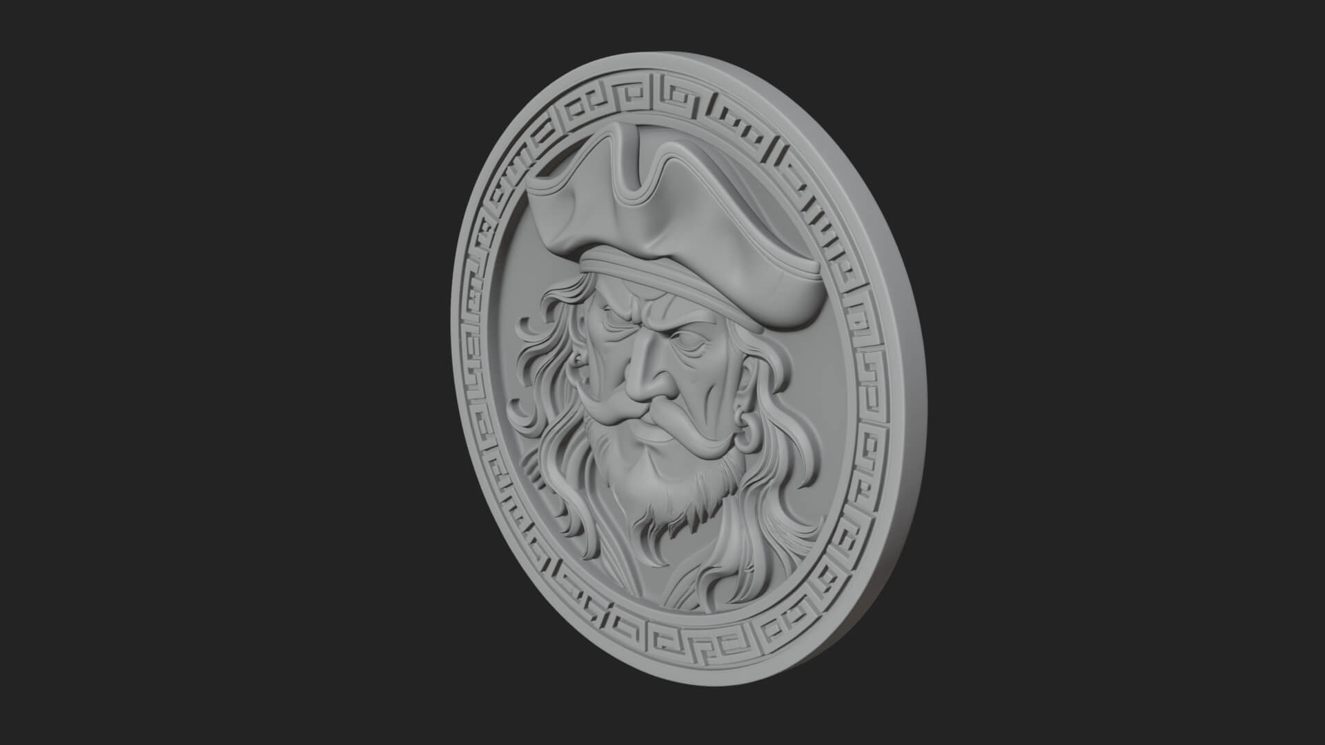 Pirate Captain Oval Plaque Design 1 3D Print Model 3D Model