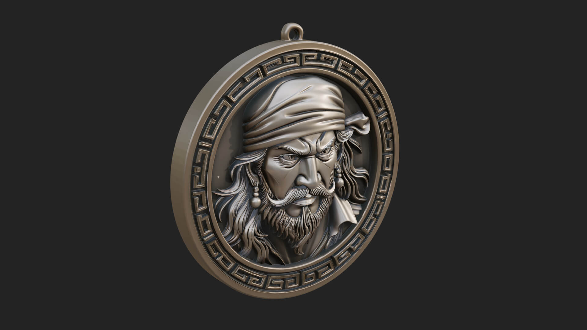 Pirate Captain Oval Plaque Design 2 3D Print Model 3D Model