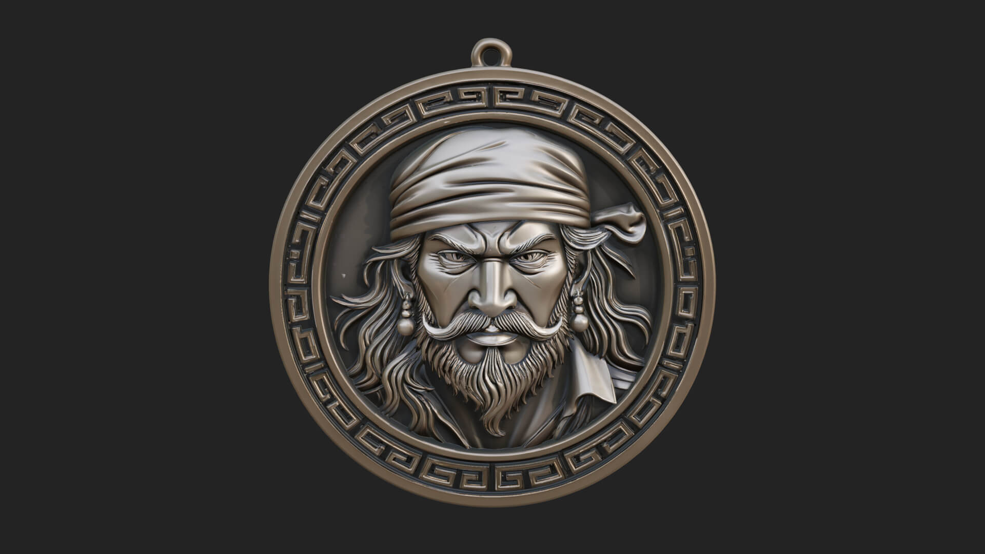 Pirate Captain Oval Plaque Design 2 3D Print Model 3D Model