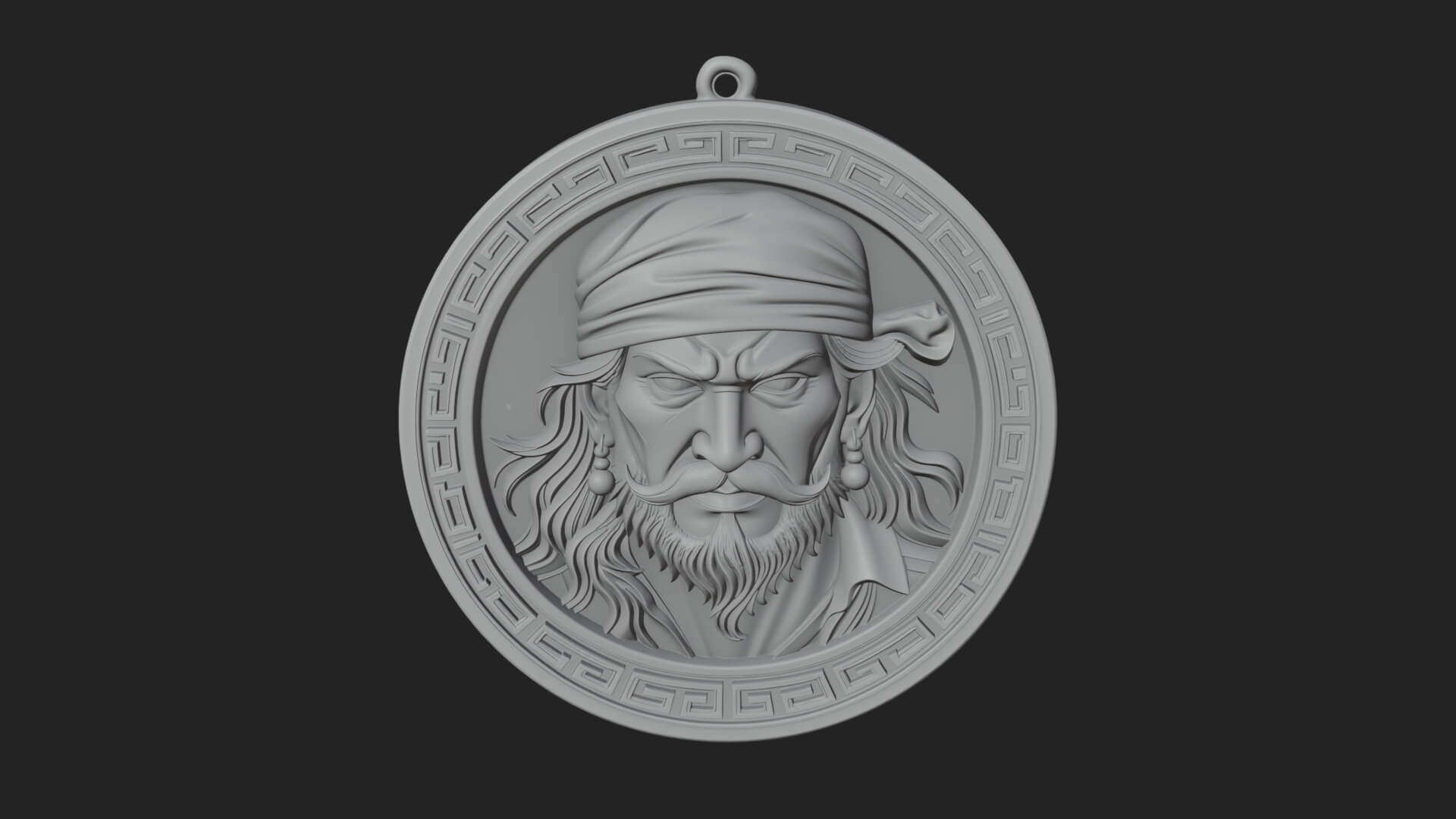 Pirate Captain Oval Plaque Design 2 3D Print Model 3D Model
