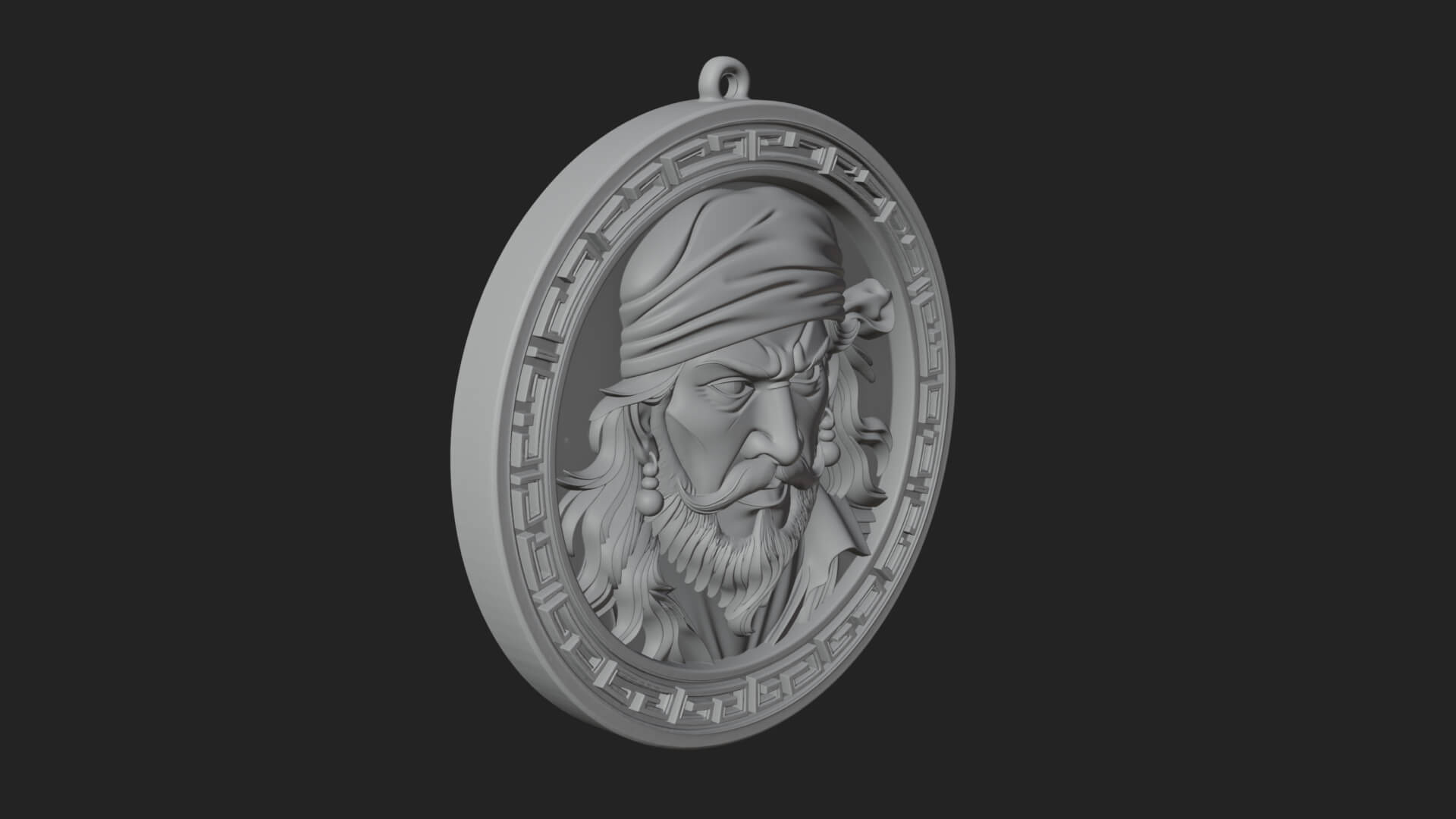Pirate Captain Oval Plaque Design 2 3D Print Model 3D Model