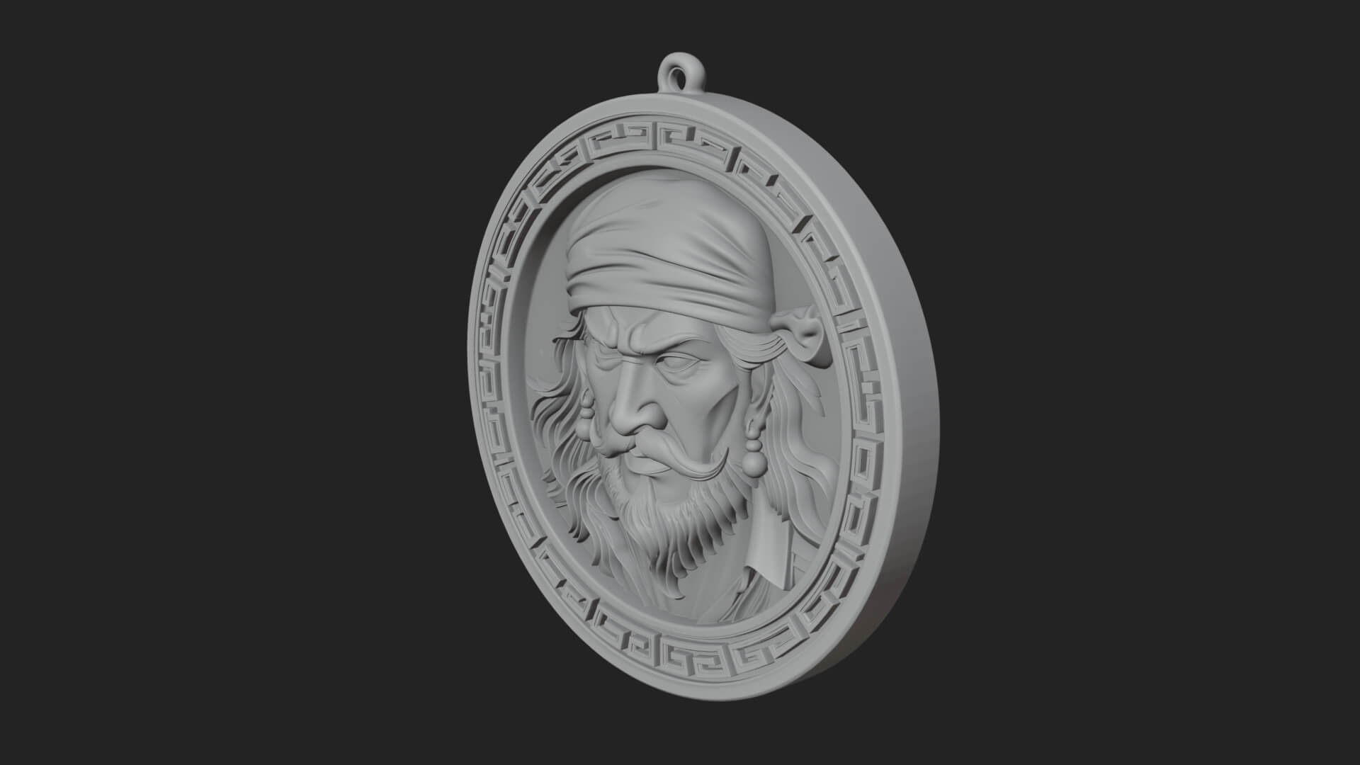 Pirate Captain Oval Plaque Design 2 3D Print Model 3D Model