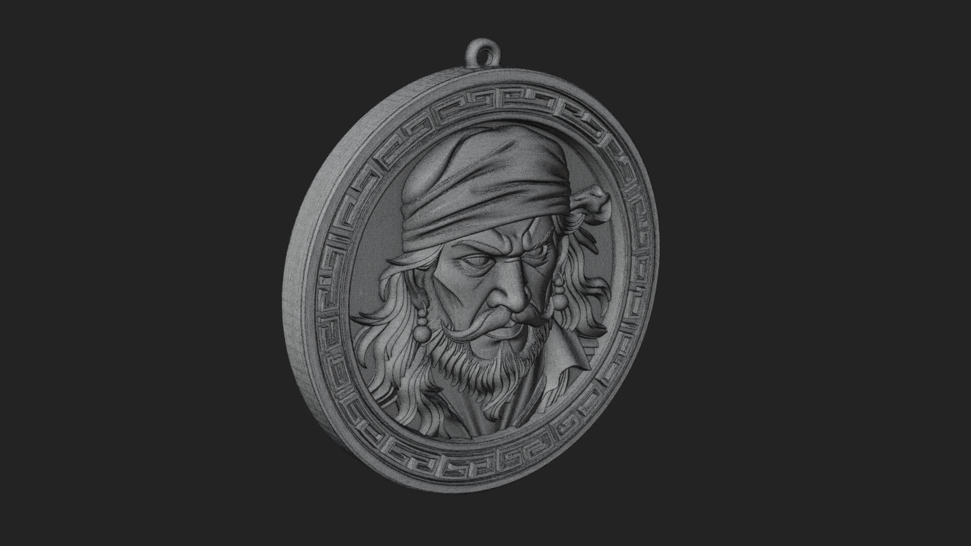 Pirate Captain Oval Plaque Design 2 3D Print Model 3D Model